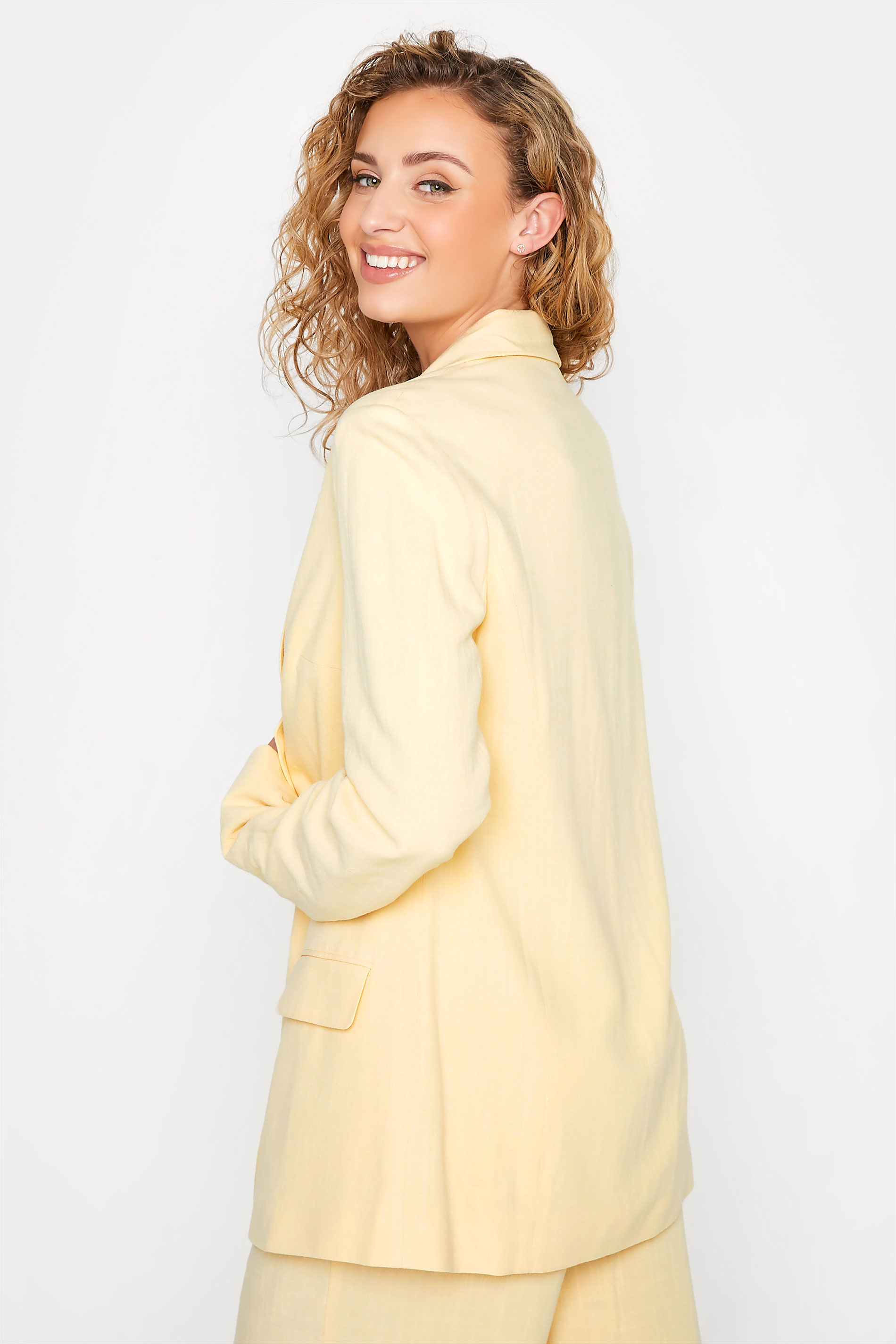 LTS Tall Women's Lemon Yellow Linen Look Blazer | Long Tall Sally  3