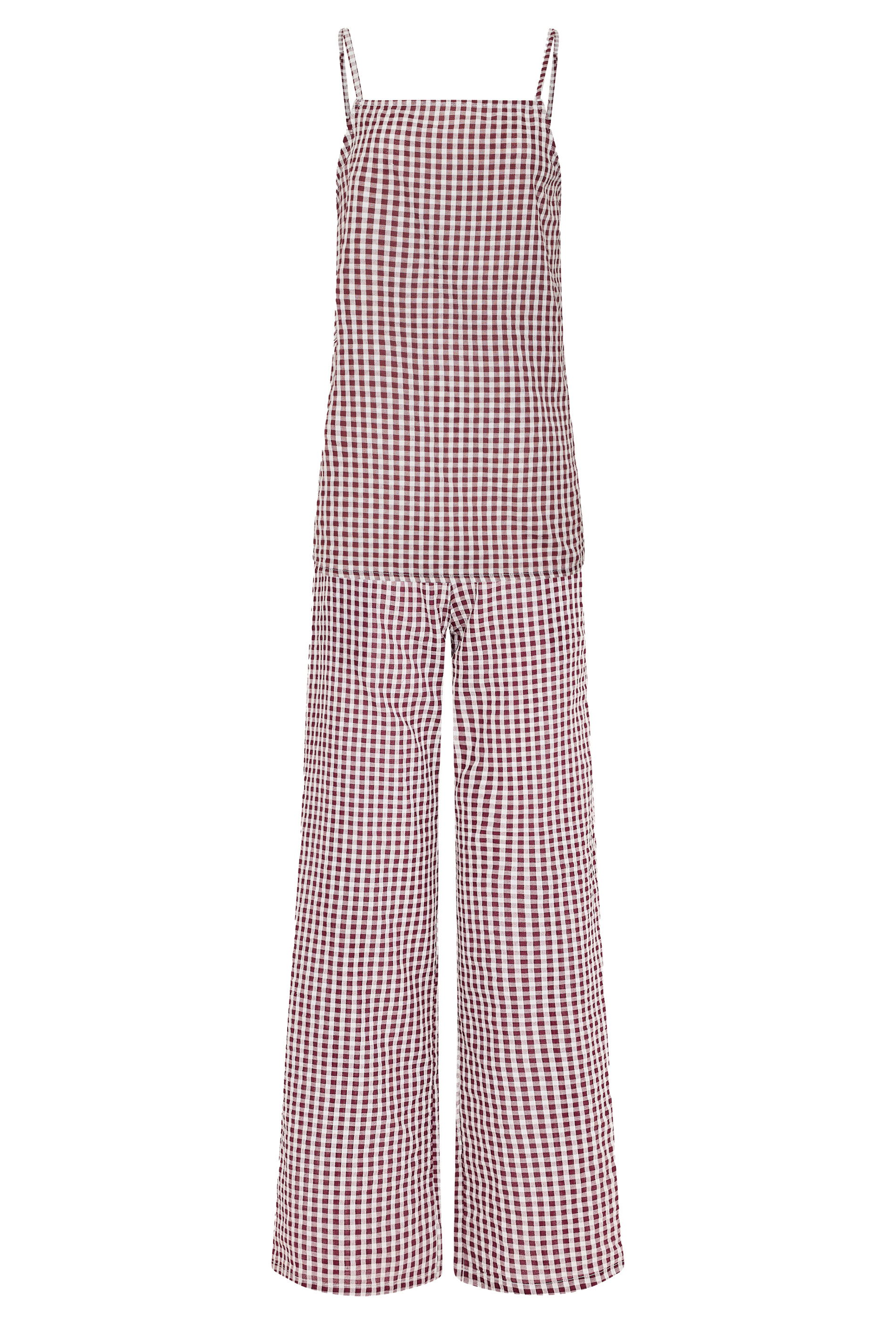 LTS Tall Women's Set Burgundy Red Gingham Cotton Vest Top & Trousers | Long Tall Sally 9