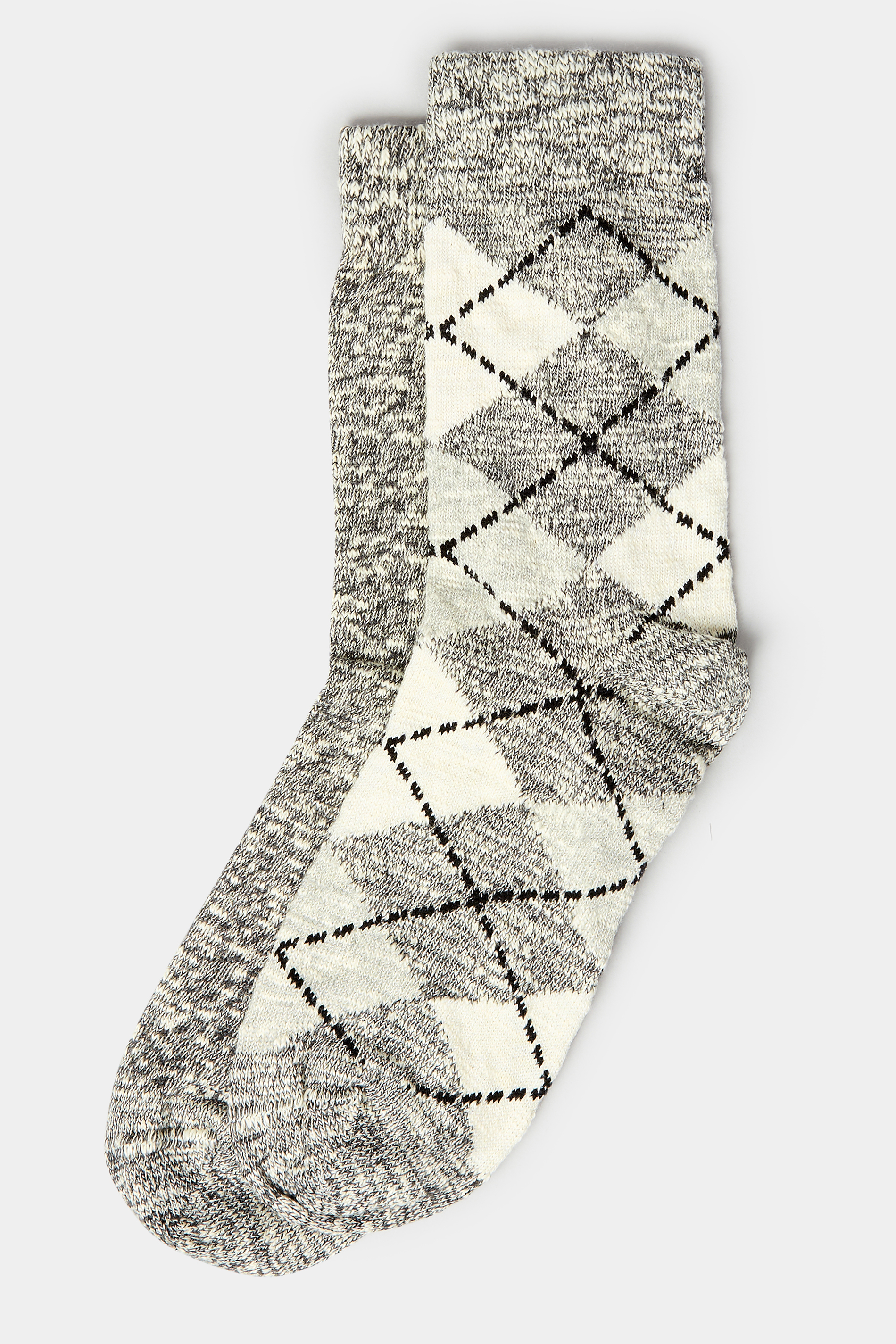2 Pack Grey Argyle Ankle Socks | Yours Clothing 3