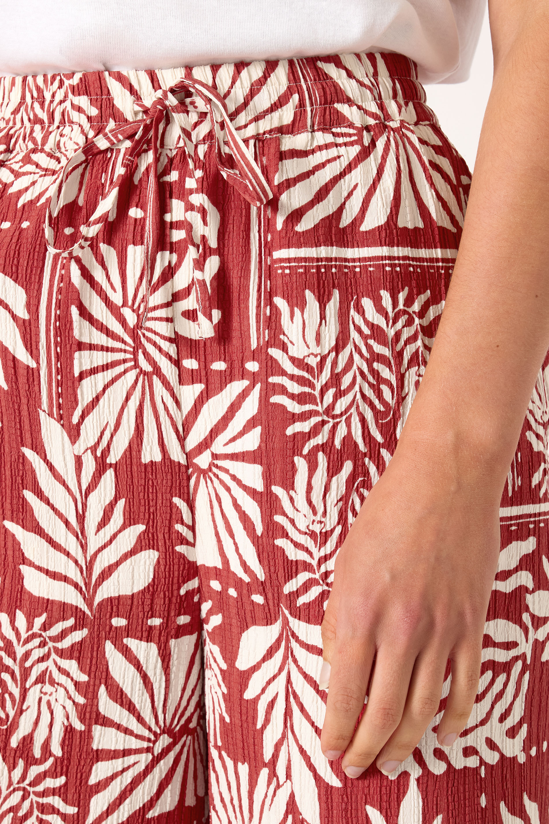 LTS Tall Rust Orange Palm Print Wide Leg Trousers | Long Tall Sally 4