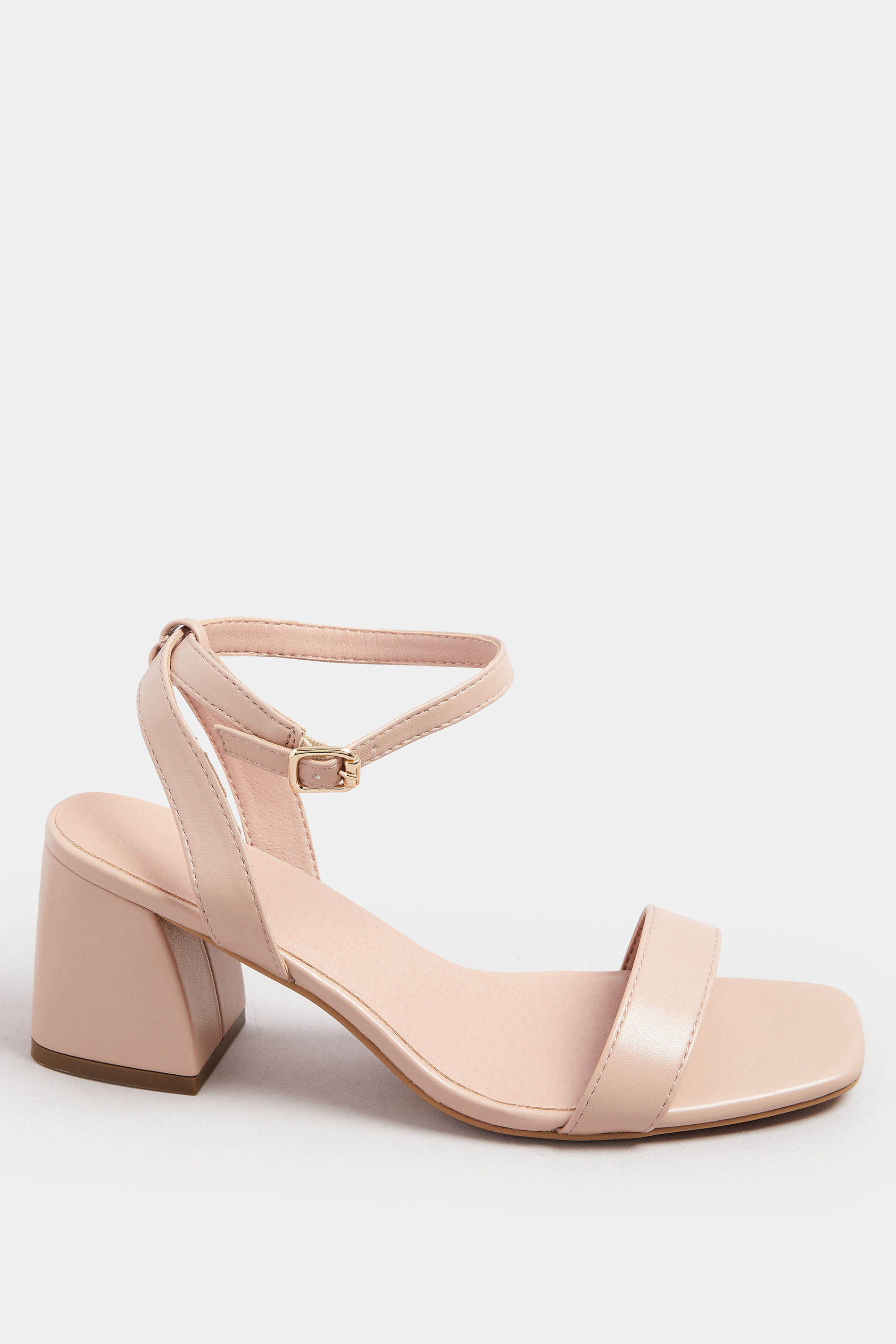 Nude Faux Leather Block Heel Sandals In Extra Wide EEE Fit | Yours Clothing 3
