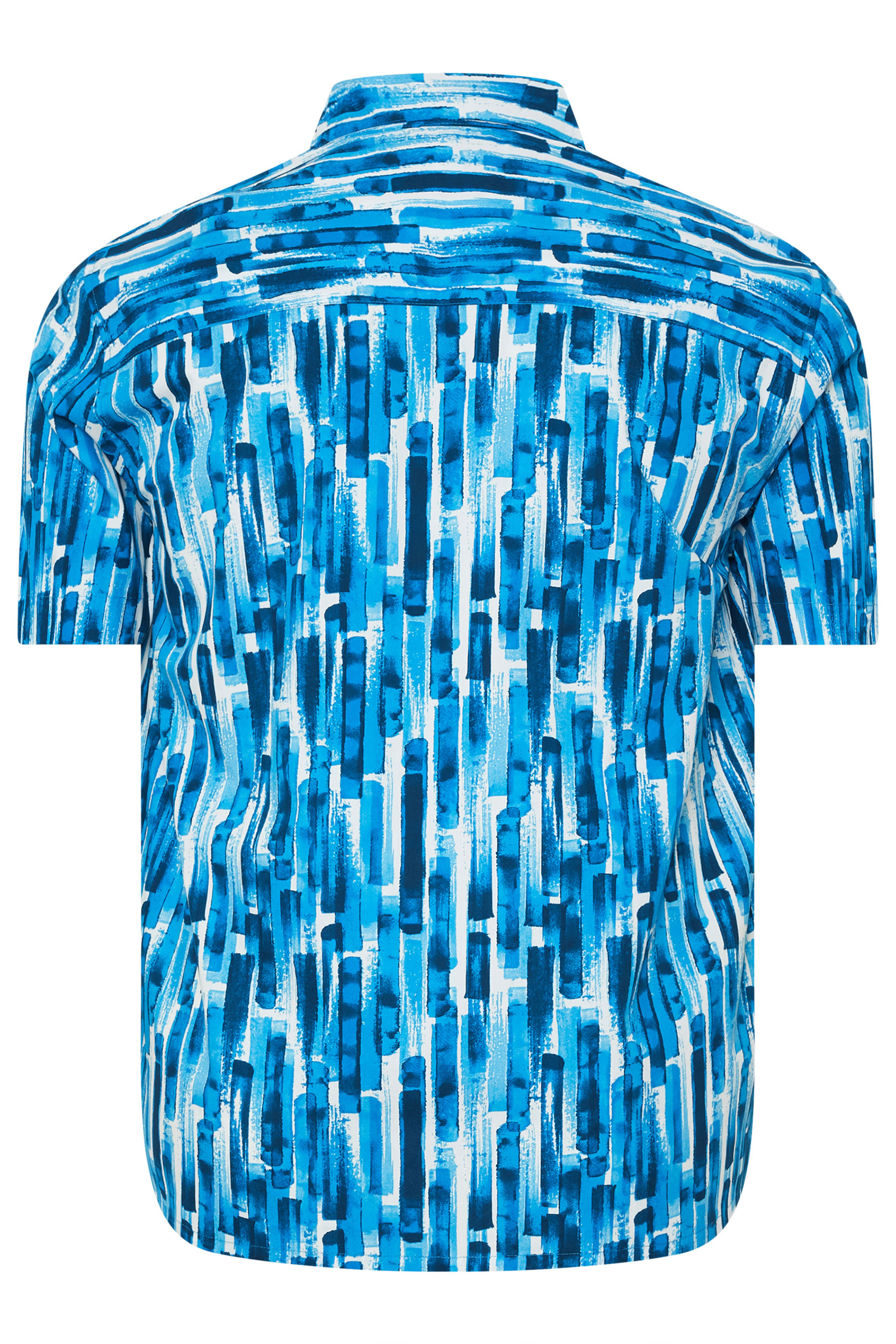 BadRhino Big & Tall Blue Abstract Print Peached Short Sleeve Revere Collar Shirt | BadRhino 8