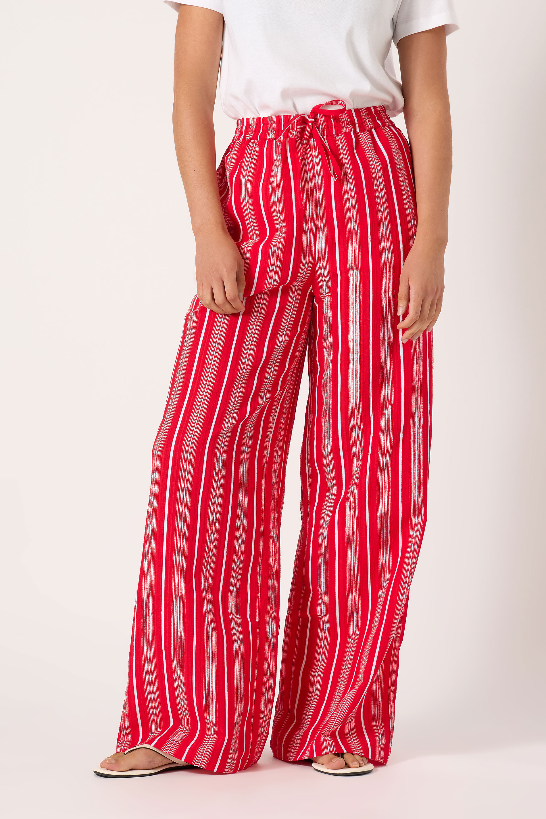 LTS Tall Red Stripe Print Wide Leg Trousers | Long Tall Sally 2