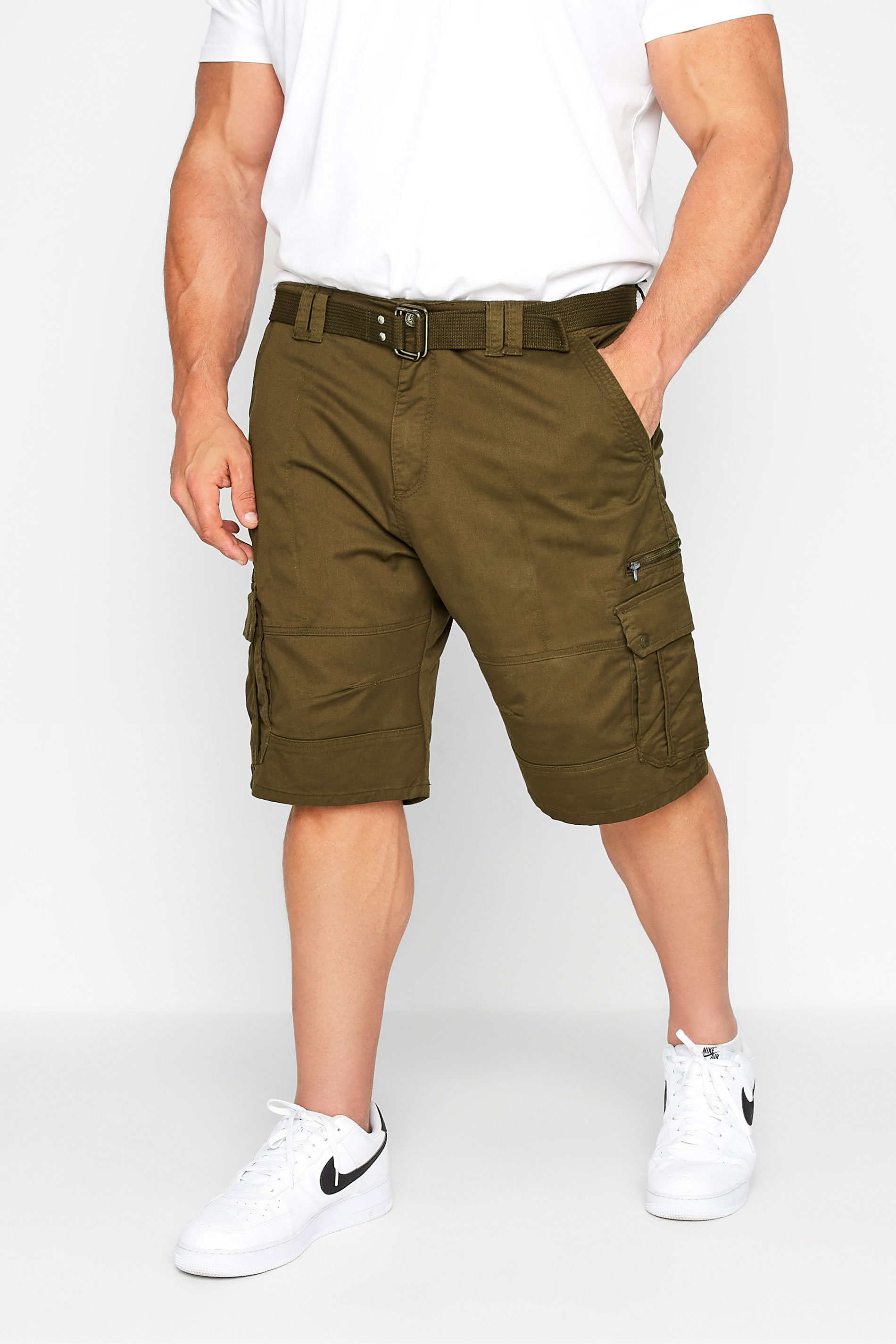 KAM Khaki Green Canvas Cargo Shorts | BadRhino 3
