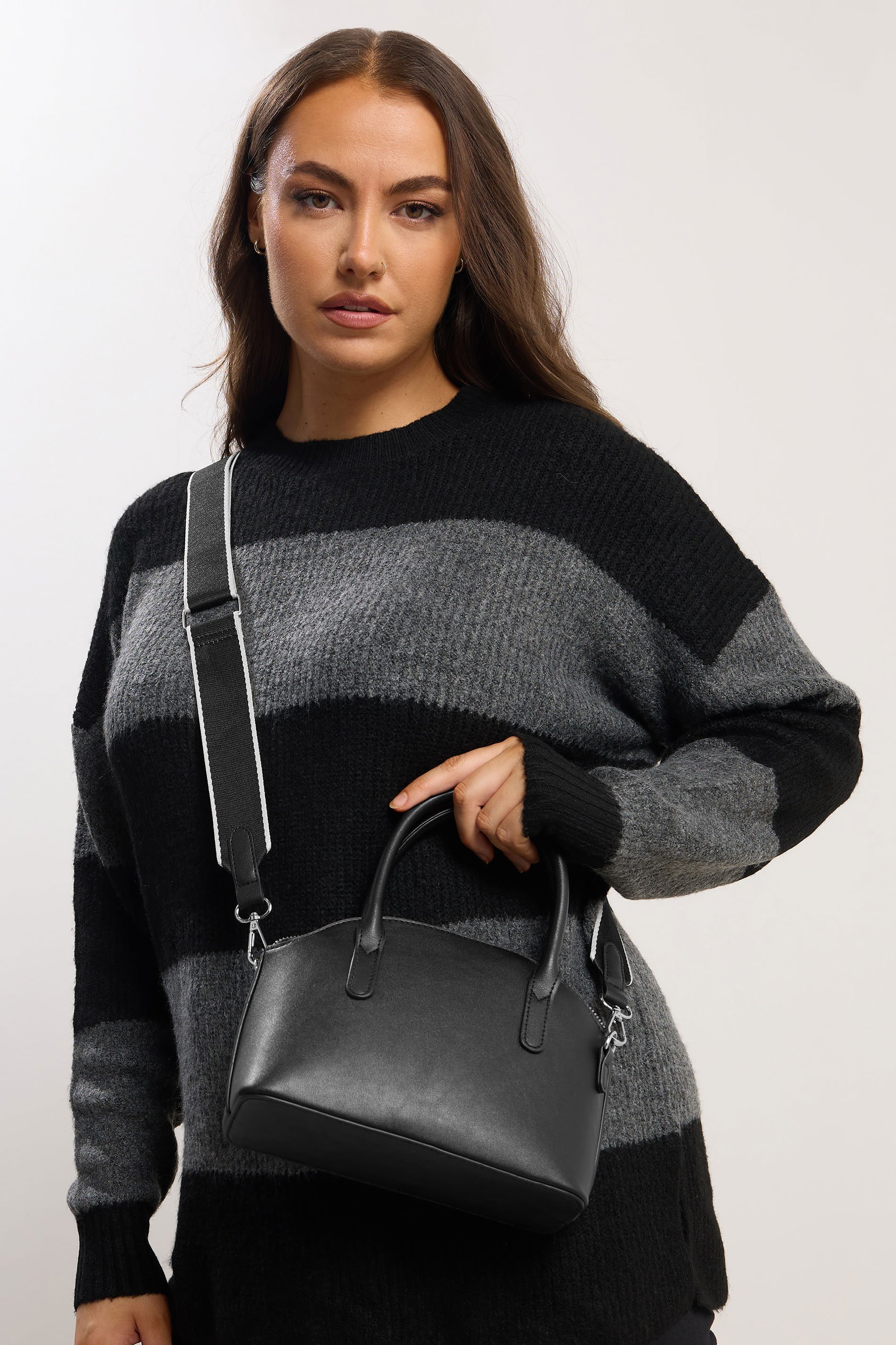 Black Contrast Strap Cross Body Bag | Yours Clothing 1