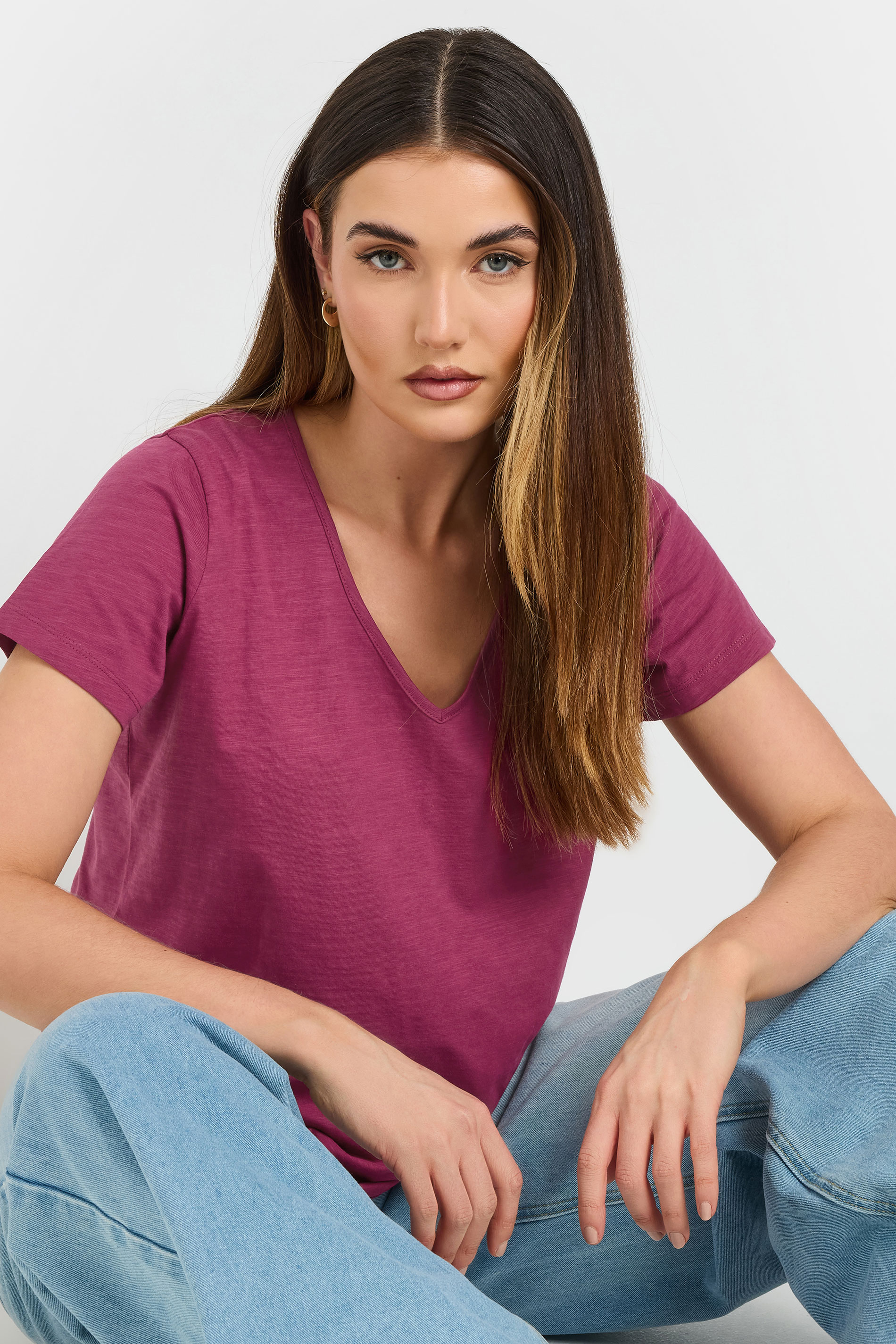 LTS Tall 3 PACK Sage Green & Berry Red V-Neck T-Shirts | Long Tall Sally 7