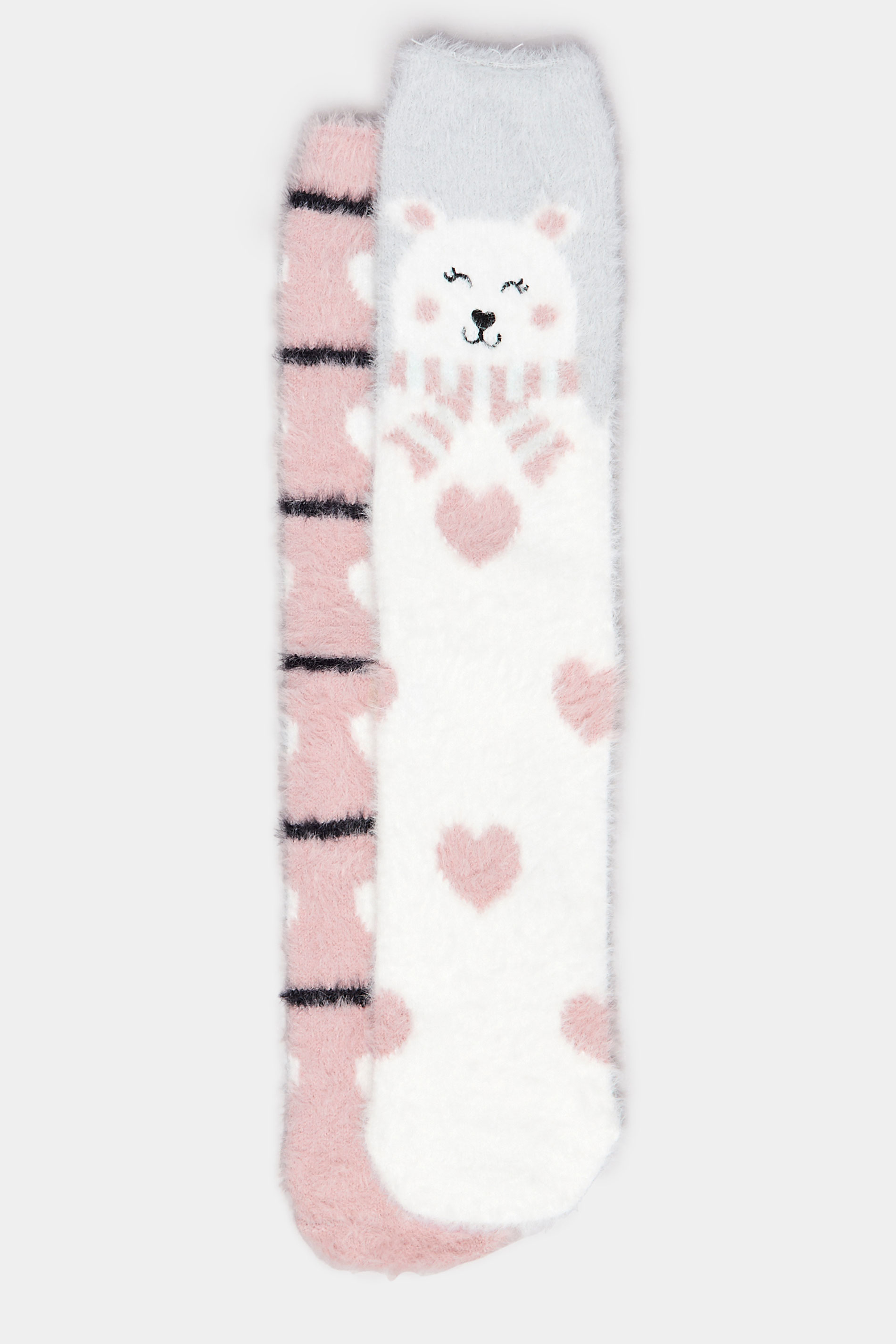 YOURS 2 PACK Plus Size Pink Polar Bear Ankle Socks | Yours Clothing 3