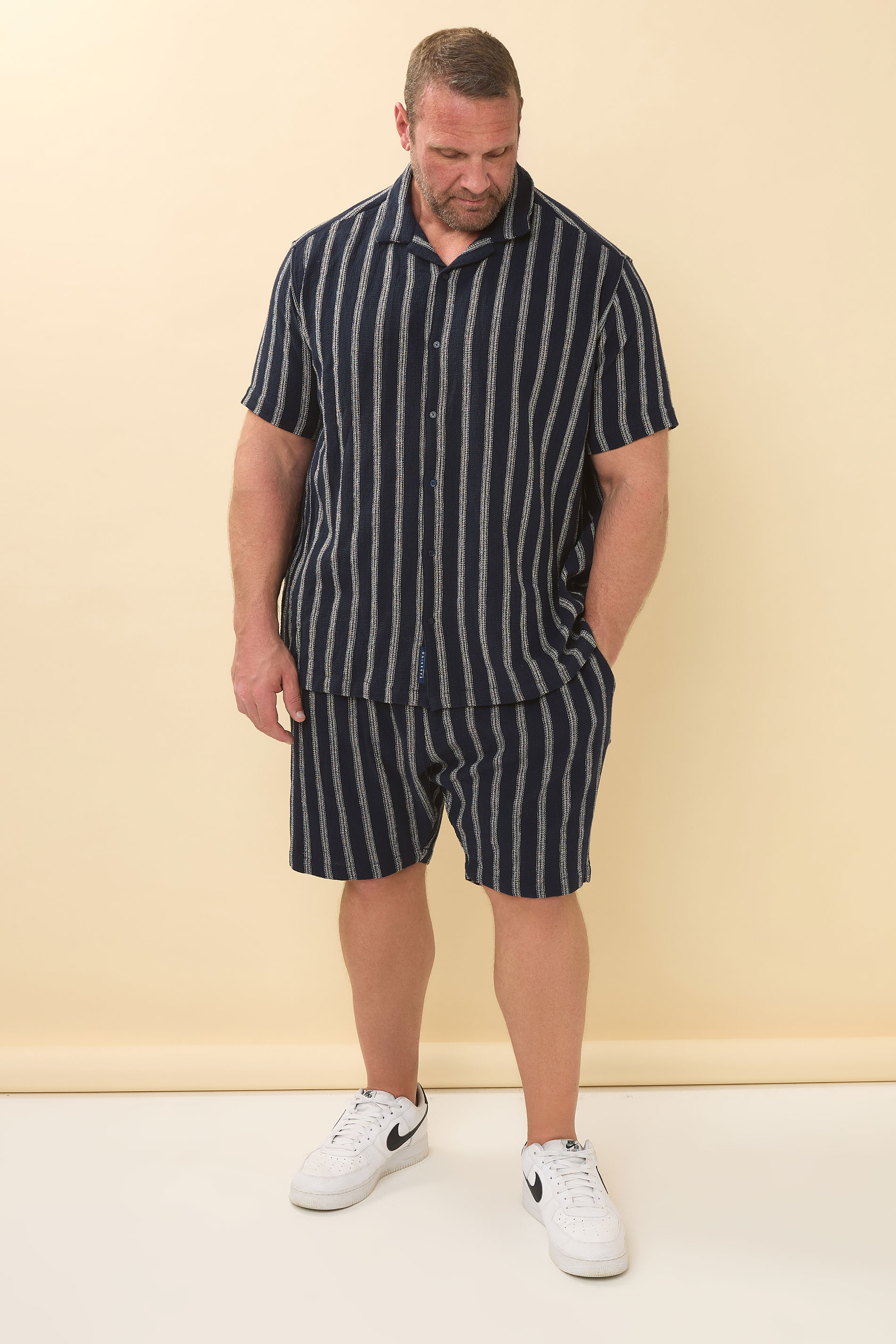 BadRhino Big & Tall Navy Blue Stripe Shirt | BadRhino 3