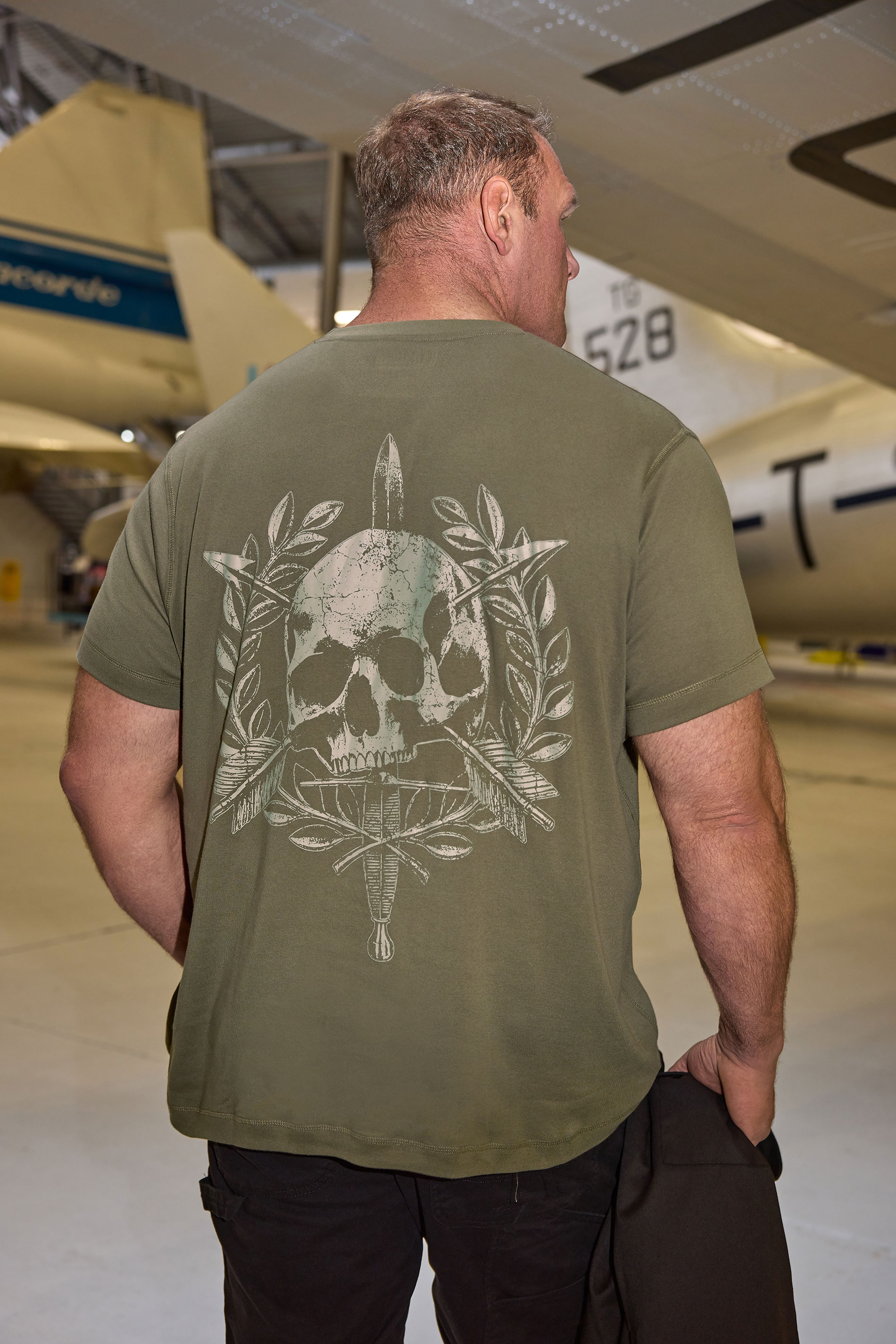 BadRhino Big & Tall Olive Green Skull Emblem Graphic T-Shirt | BadRhino 1