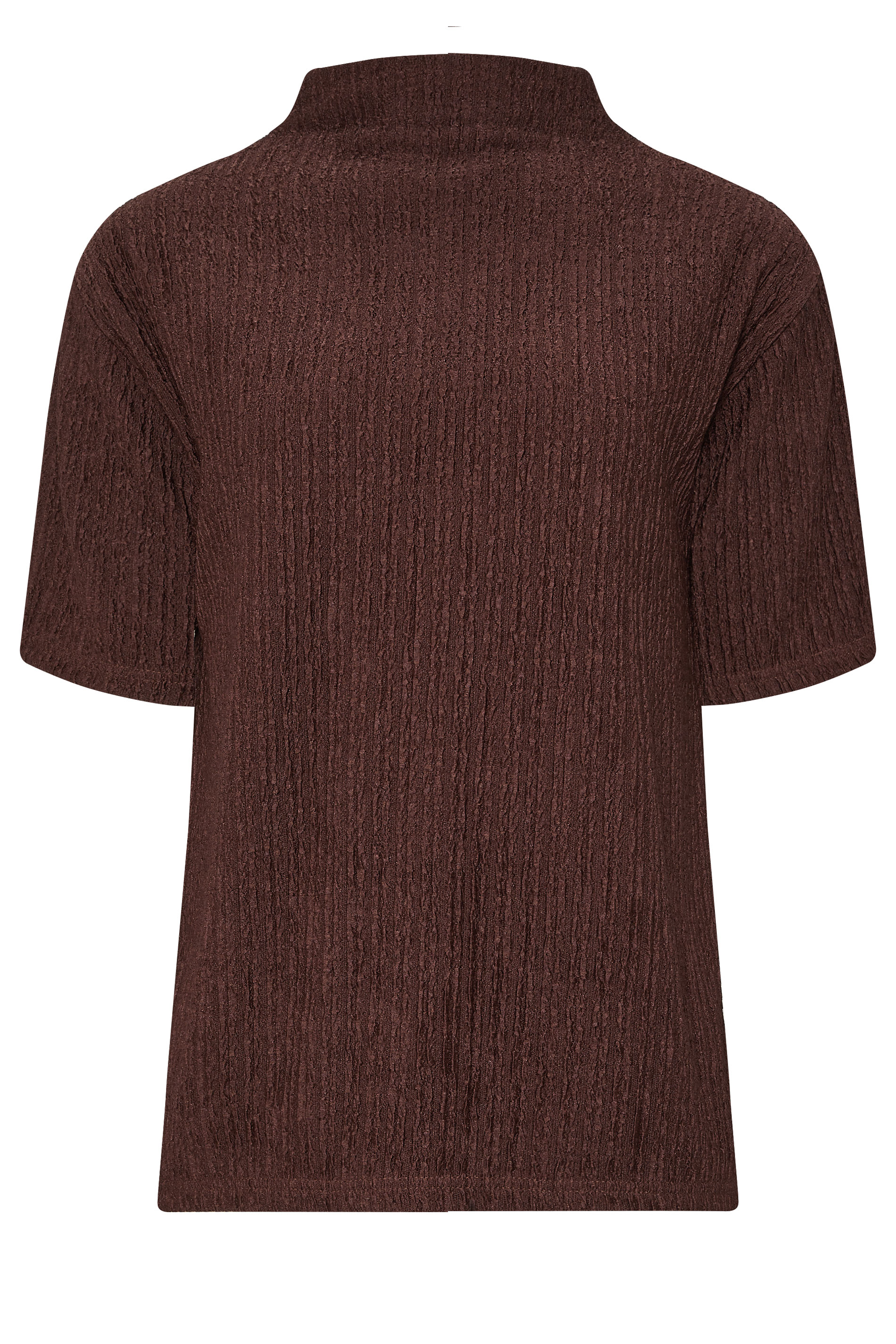 LTS Tall Chocolate Brown Textured Funnel Neck Top | Long Tall Sally 5