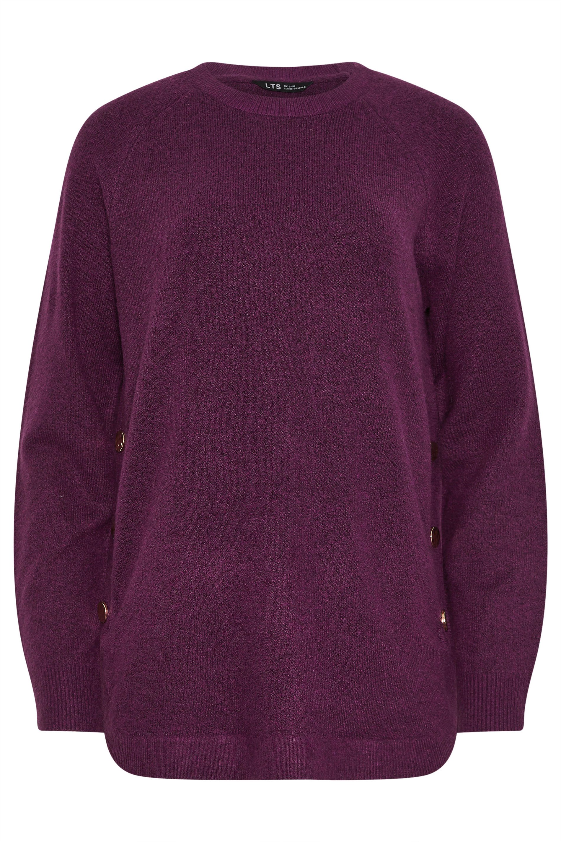 LTS Tall Purple Knitted Button Side Jumper | Long Tall Sally 5