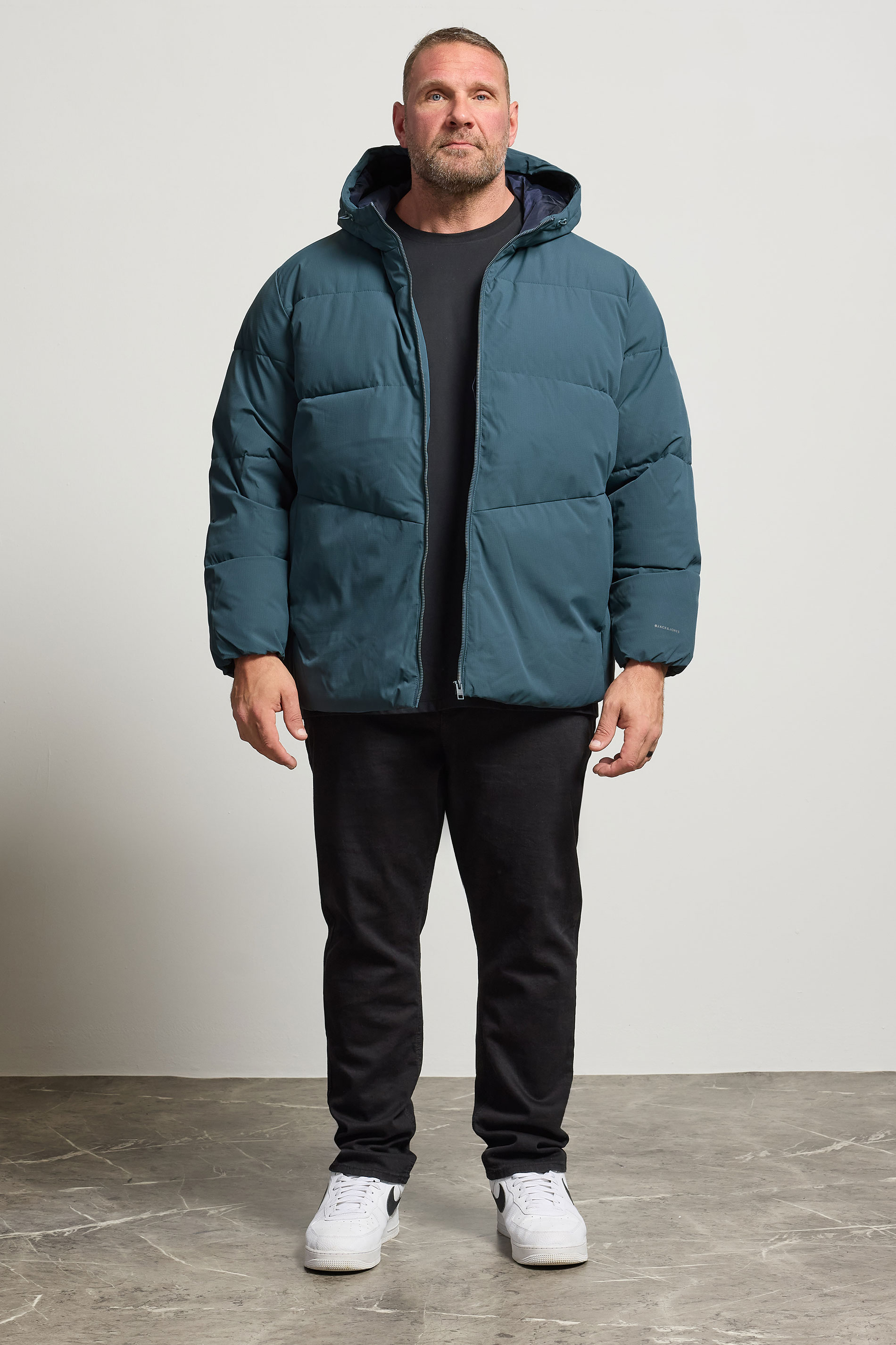 JACK & JONES Big & Tall Blue Puffer Jacket | BadRhino 3