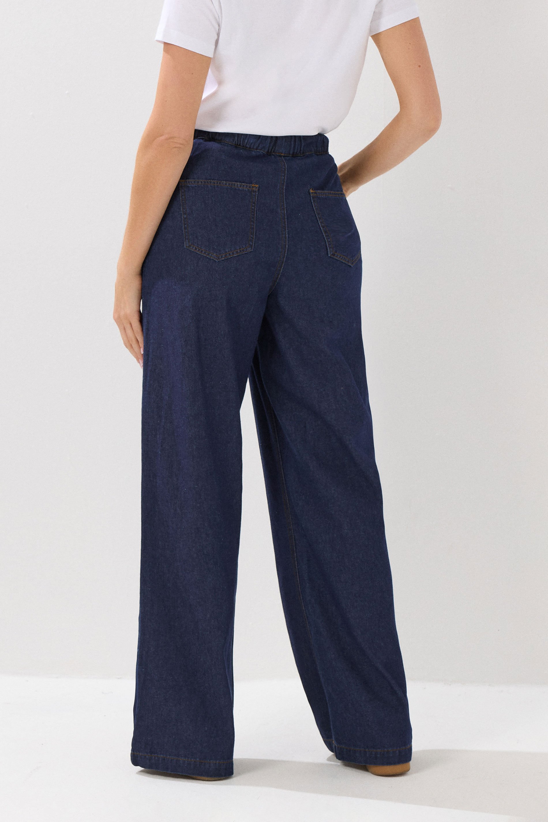 LTS Tall Indigo Blue Tie Waist Wide Leg Jeans | Long Tall Sally 4
