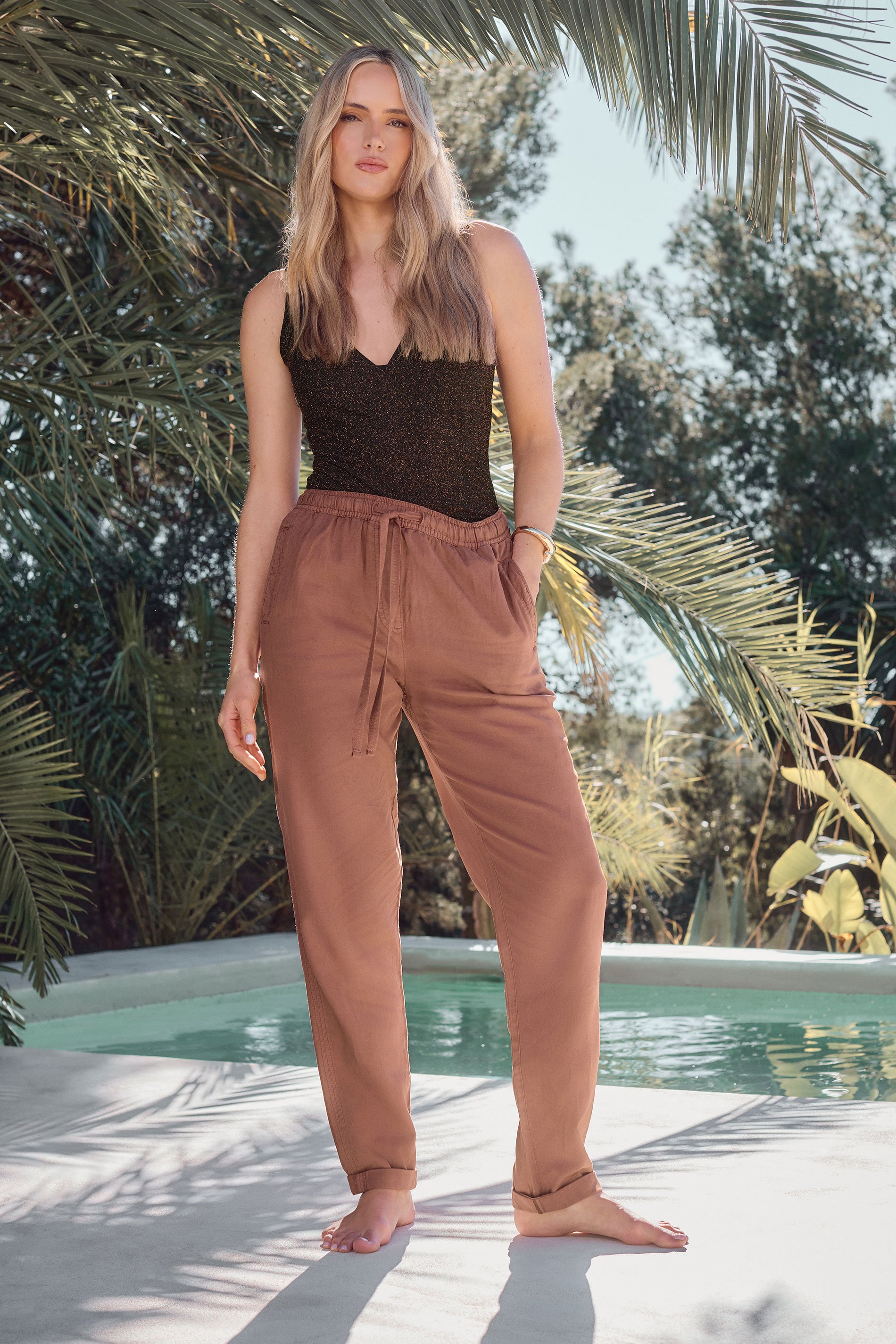 LTS Tall Rust Orange Lyocell Blend Joggers | Long Tall Sally 2