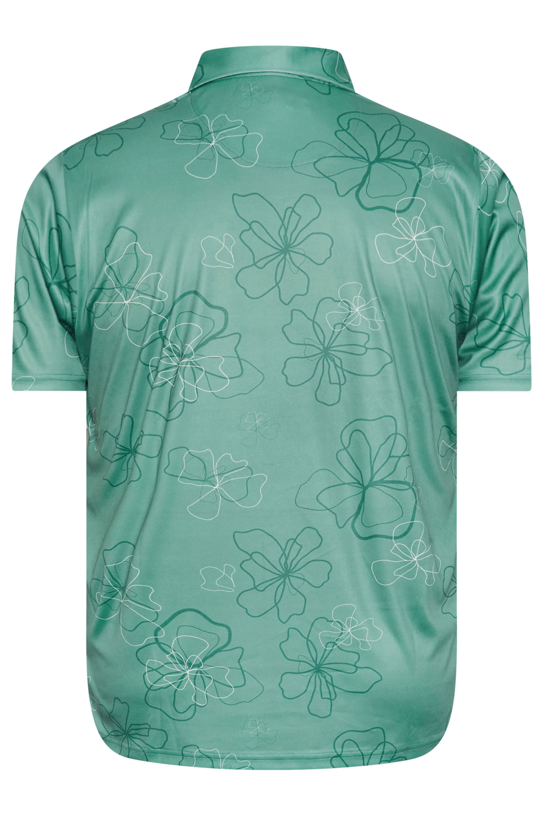 BadRhino Golf Big & Tall Green Floral Print Polo Shirt | BadRhino 8