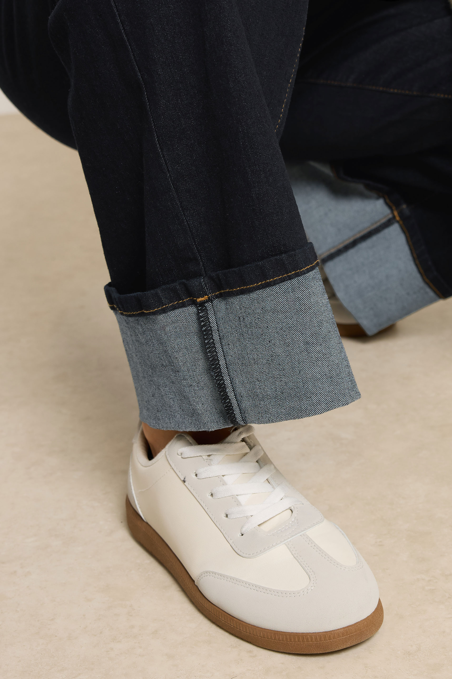 LTS Tall Dark Blue Turn Up Wide Leg Jeans | Long Tall Sally 5