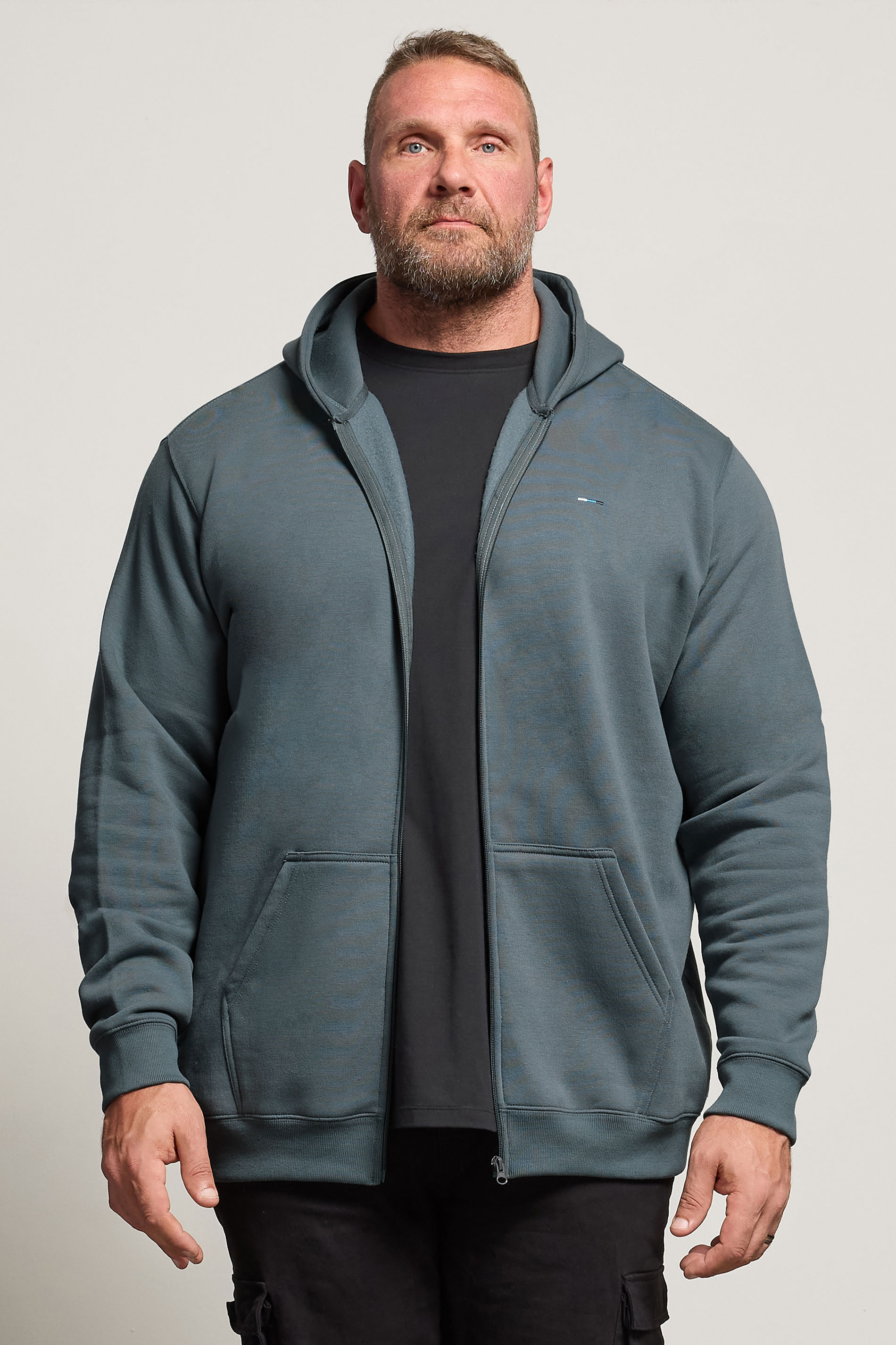 BadRhino Big & Tall Storm Blue Zip Through Hoodie | BadRhino 1