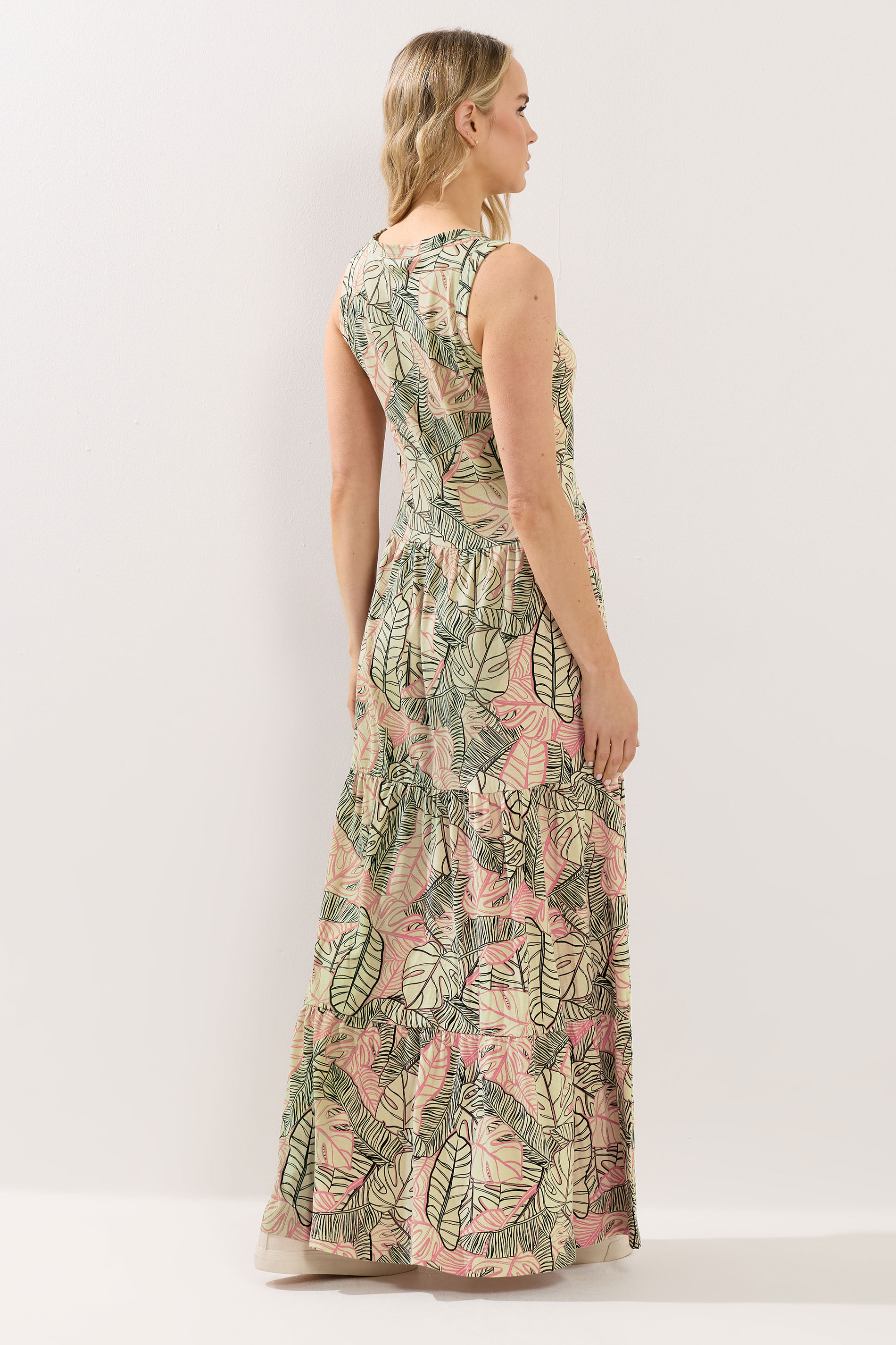 LTS Tall Women's Natural Brown Leaf Print Cotton Maxi Dress | Long Tall Sally 2