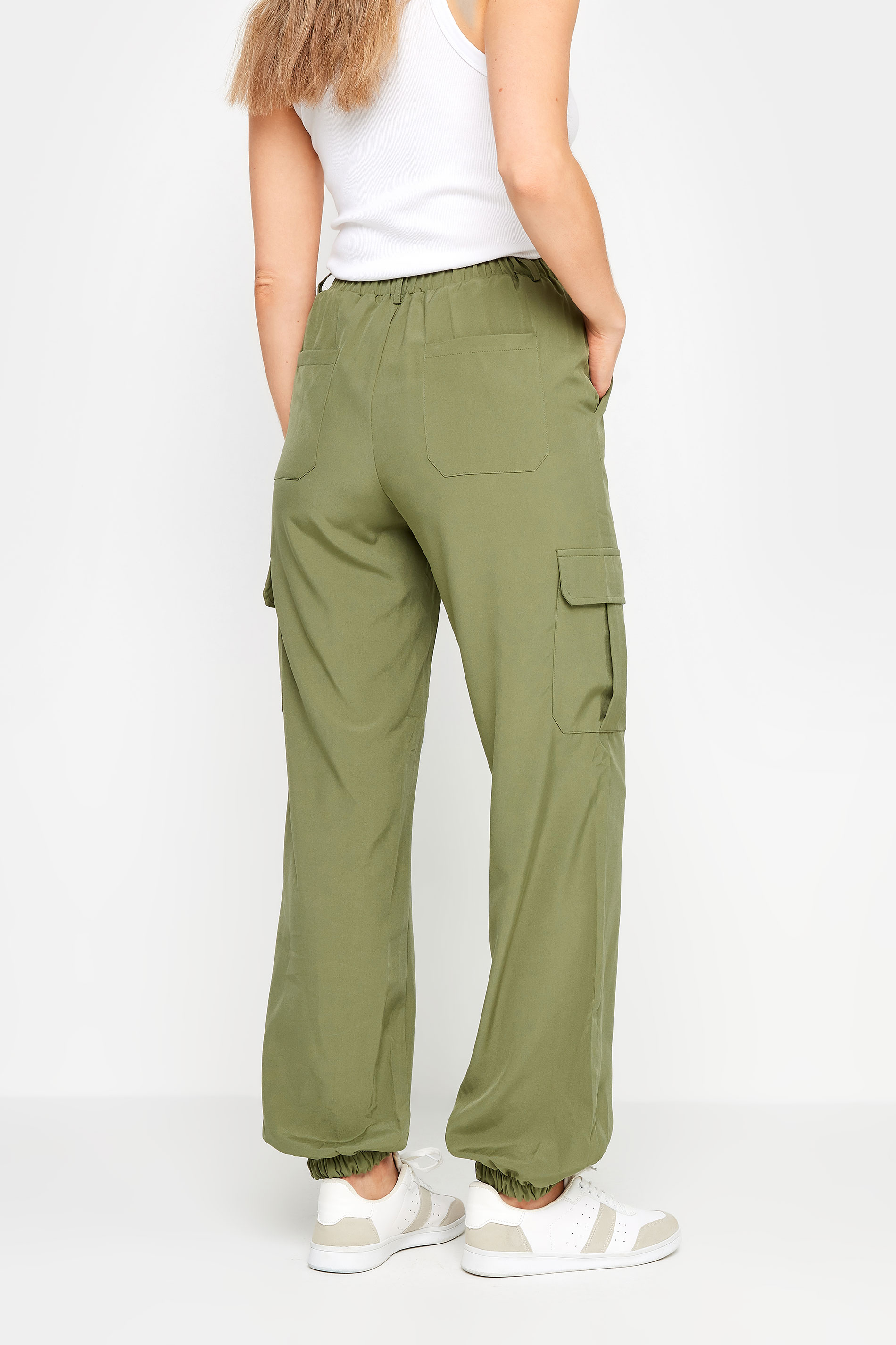 LTS Tall Women's Khaki Green Cuffed Cargo Trousers | Long Tall Sally 3