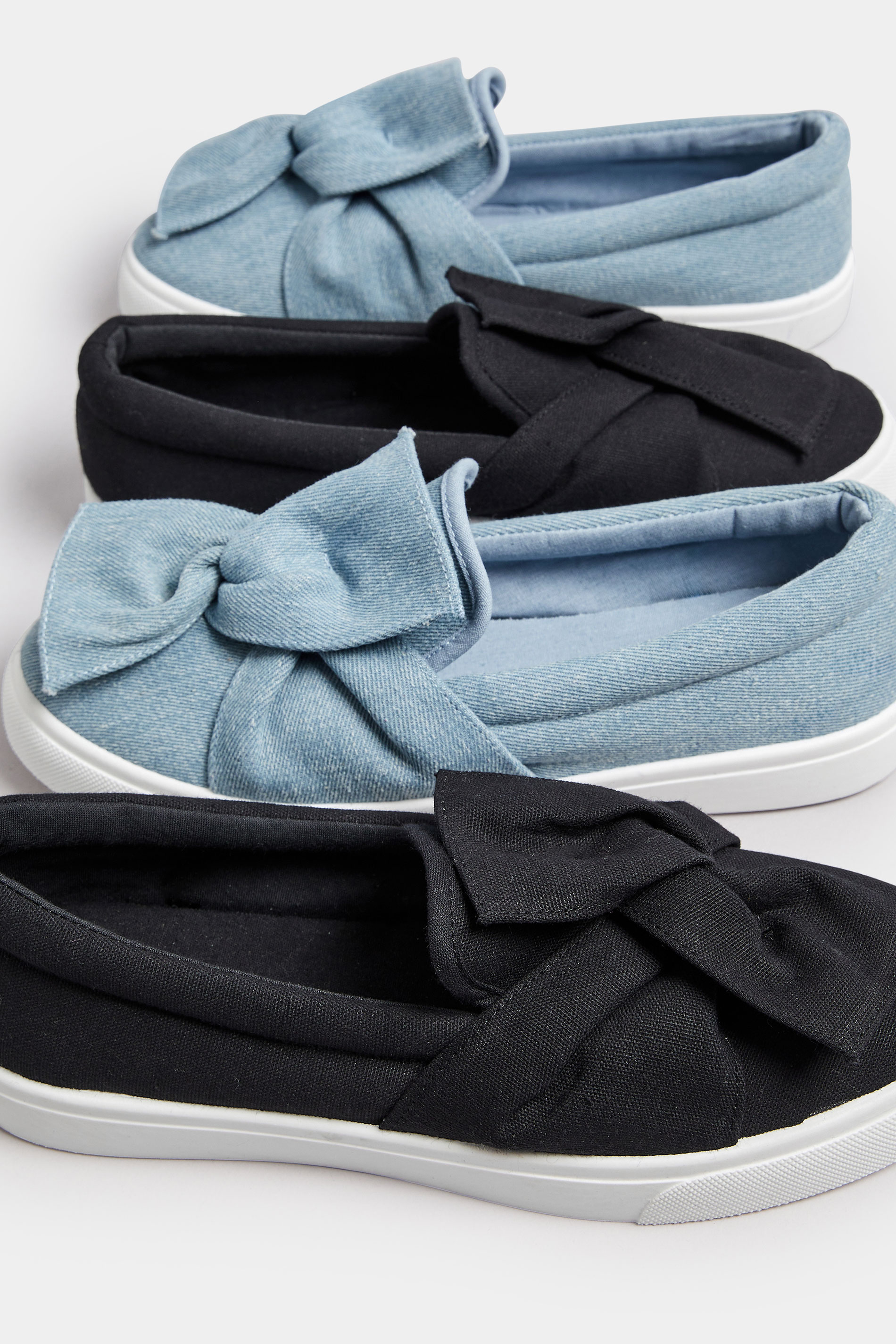 Black Twisted Bow Slip-On Trainers | Yours Clothing 6