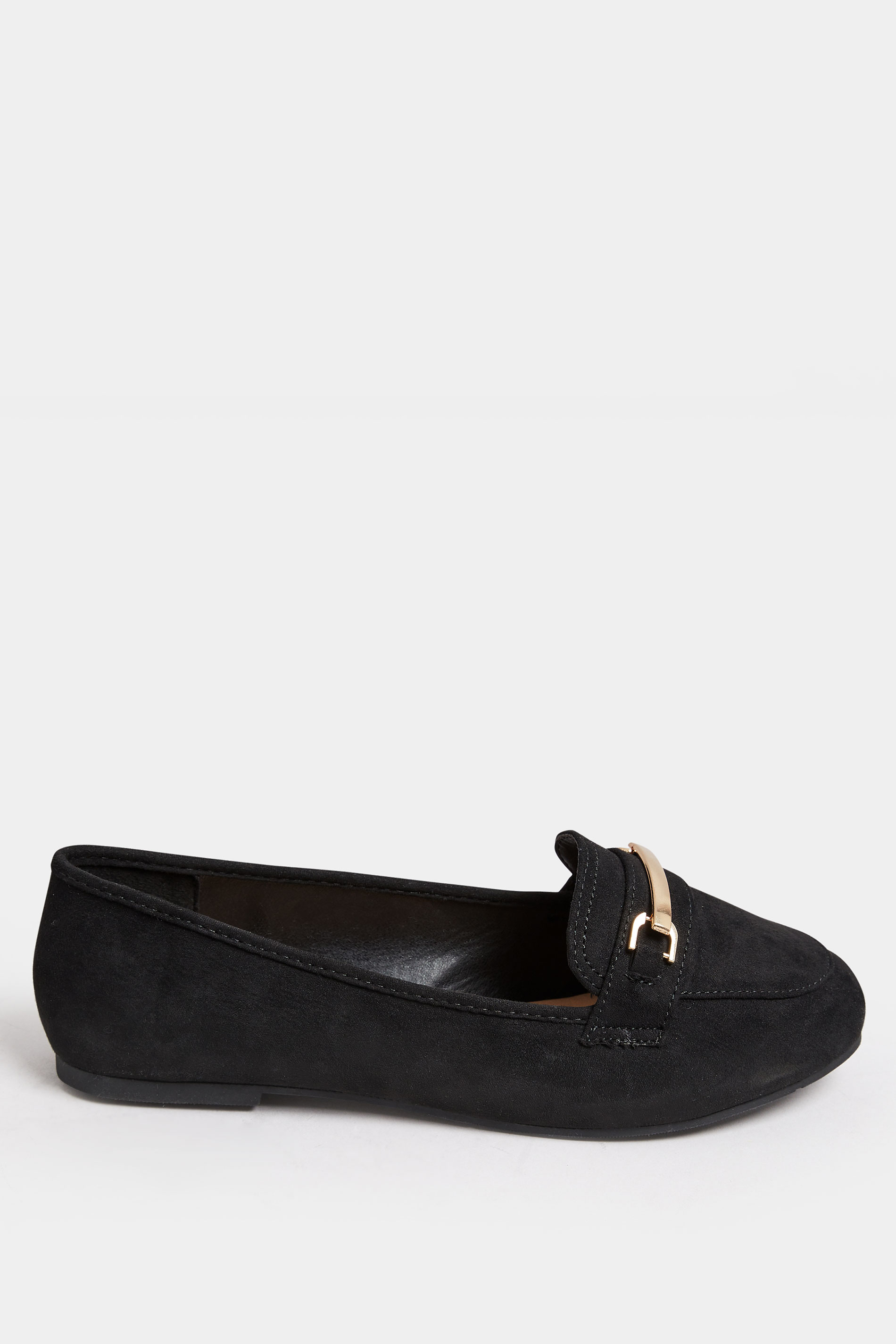Black Faux Suede Buckle Loafers In Extra Wide EEE Fit | Yours Clothing 3