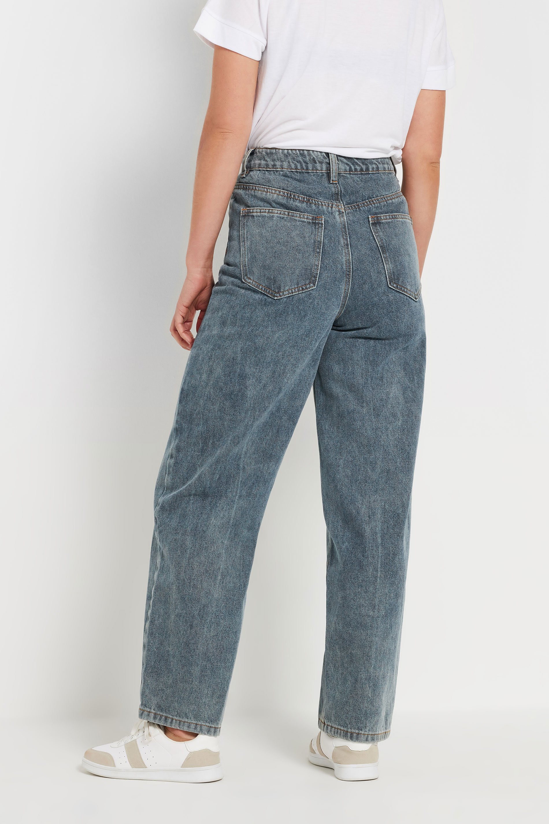 LTS Tall Blue Mid Wash Barrel Leg Jeans | Long Tall Sally 4