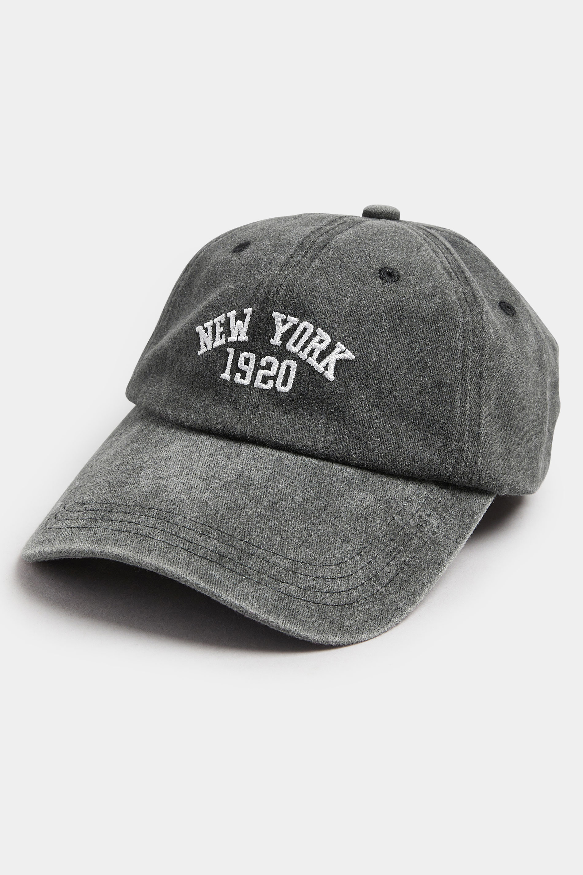 Grey Acid Wash 'New York' Slogan Baseball Cap | Yours Clothing 2