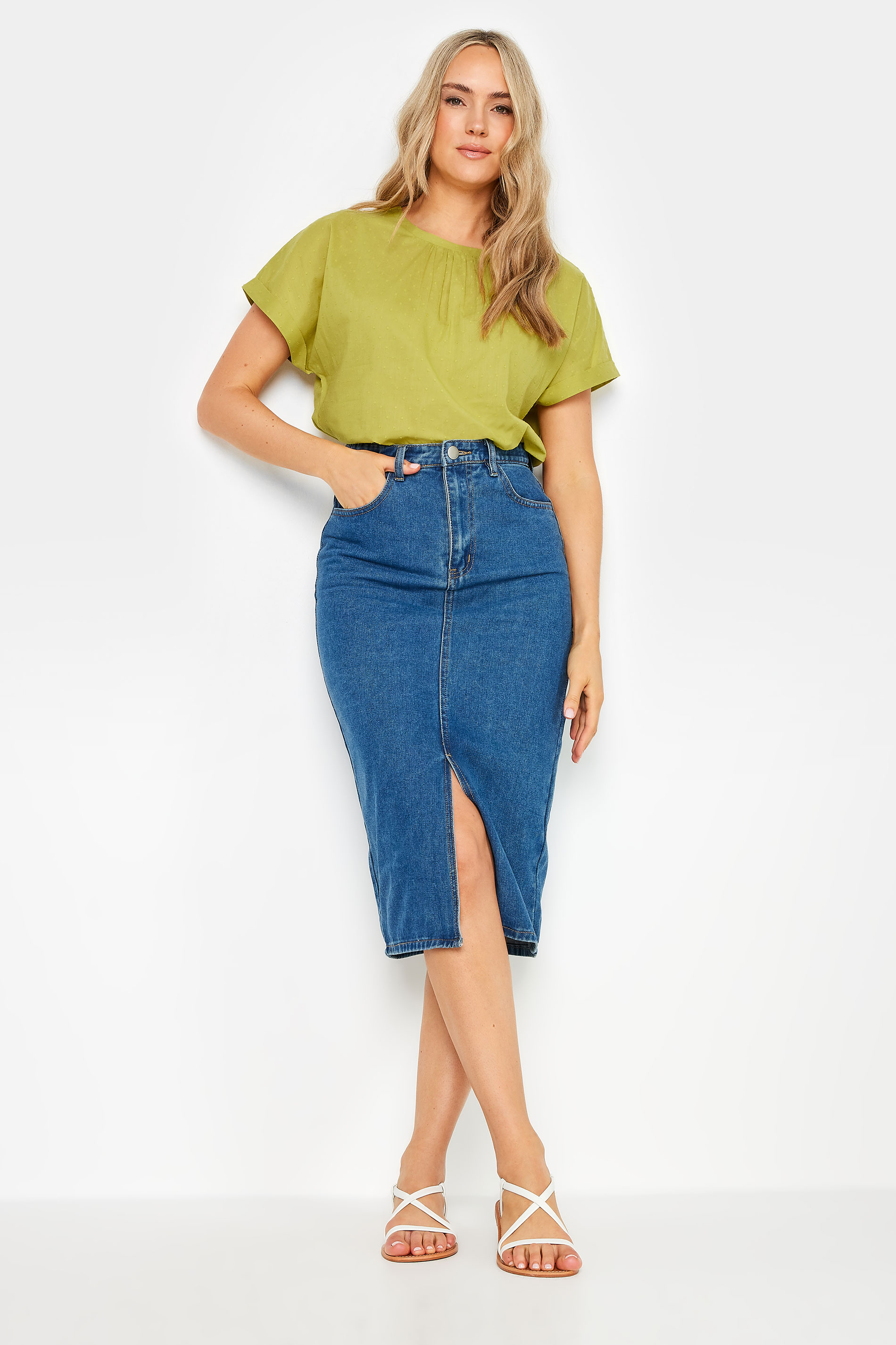 LTS Tall Green Short Sleeve Dobby Top | Long Tall Sally 2
