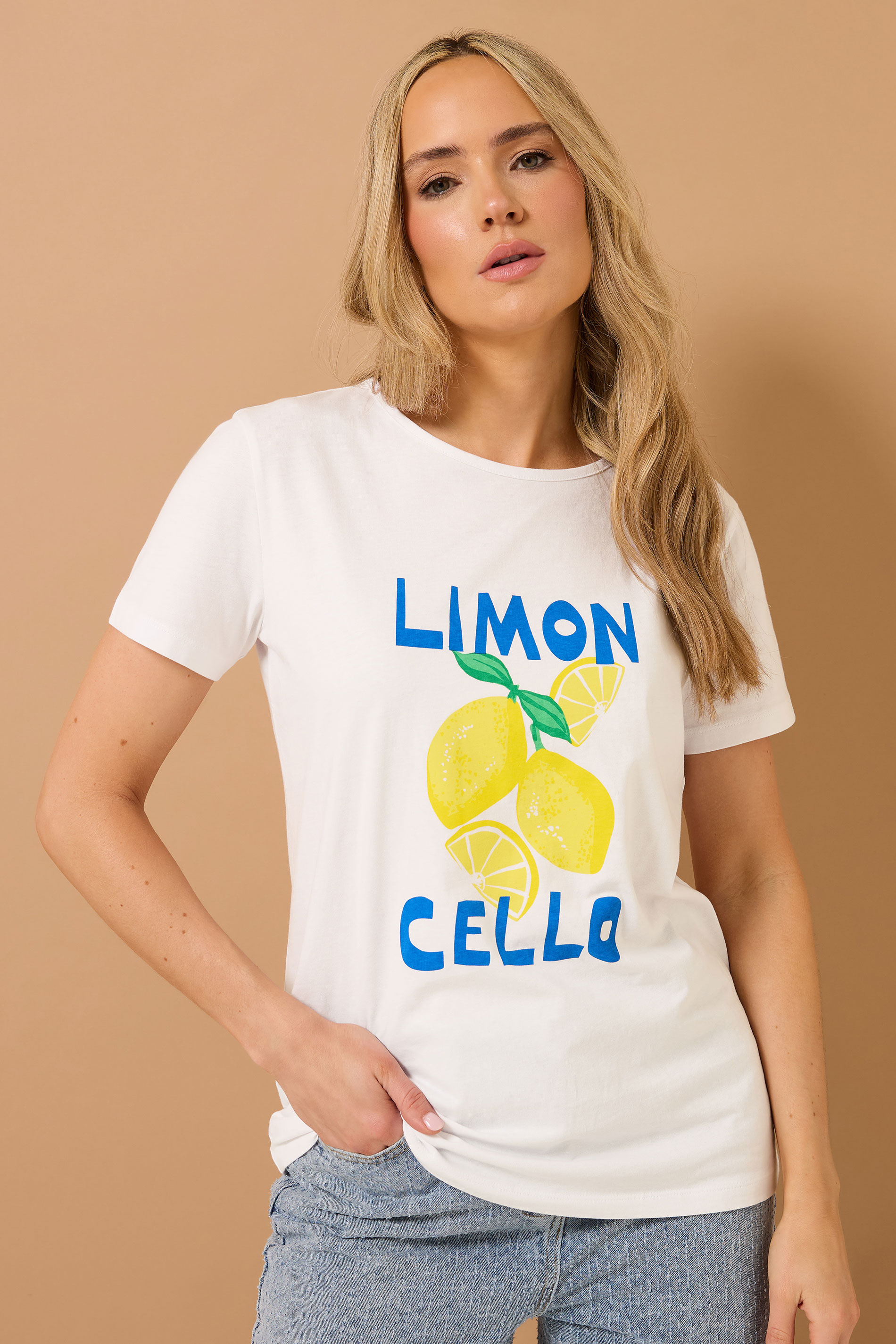 LTS Tall White Cotton 'Limoncello' Graphic T-Shirt | Long Tall Sally 2