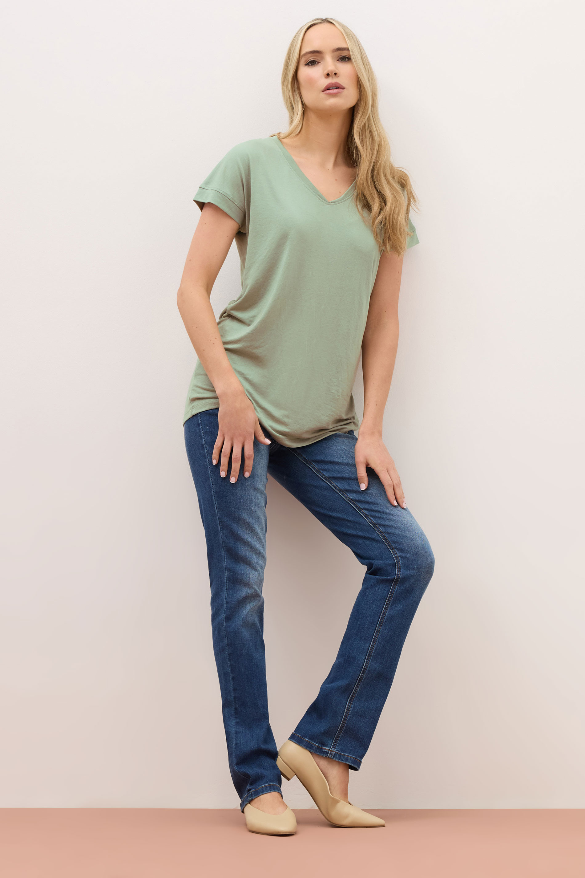 LTS PREMIUM Tall 2 PACK Sage Green & Grey V-Neck Modal T-Shirts | Long Tall Sally 3