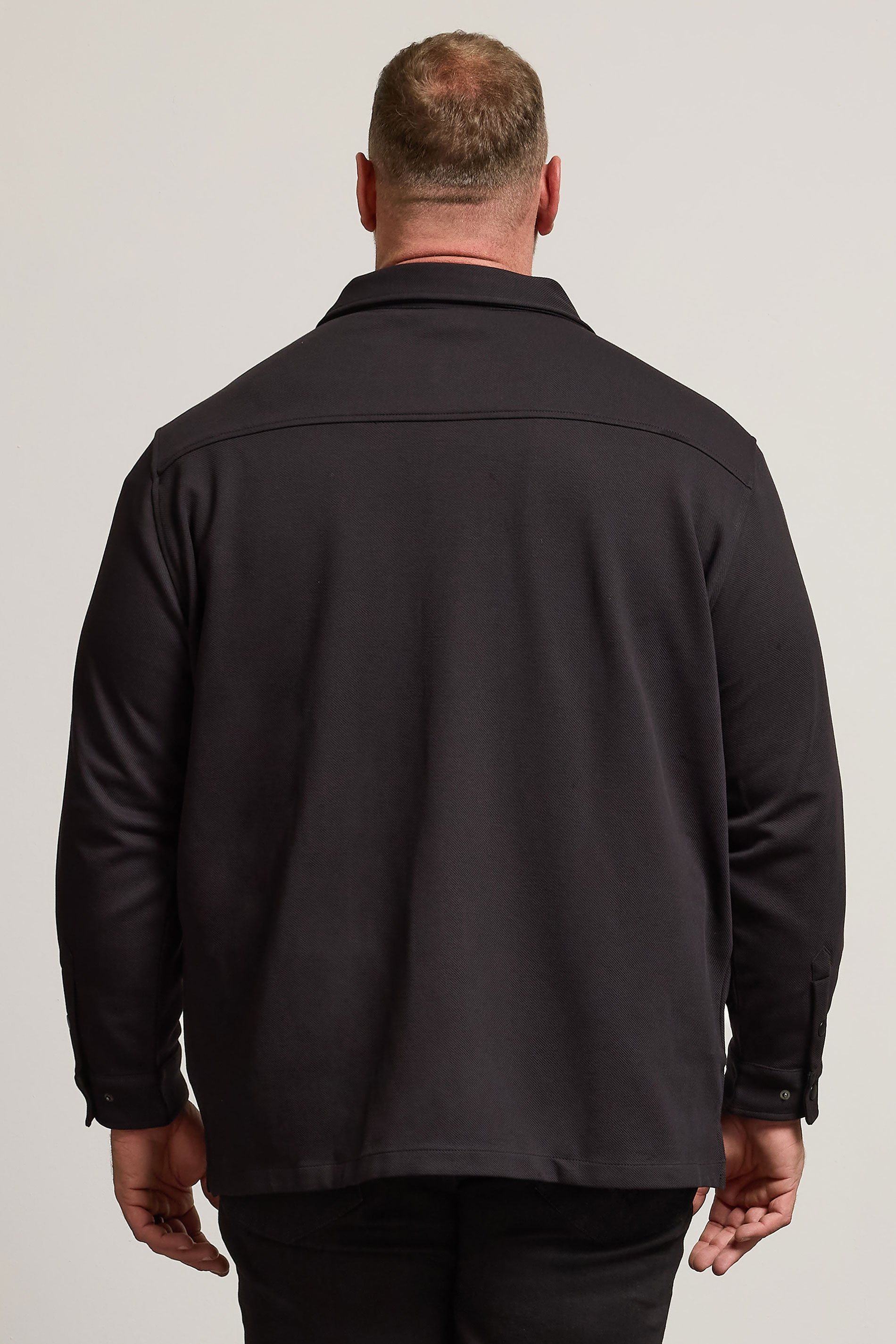 BadRhino Big & Tall Black Textured Jersey Shacket | BadRhino 3