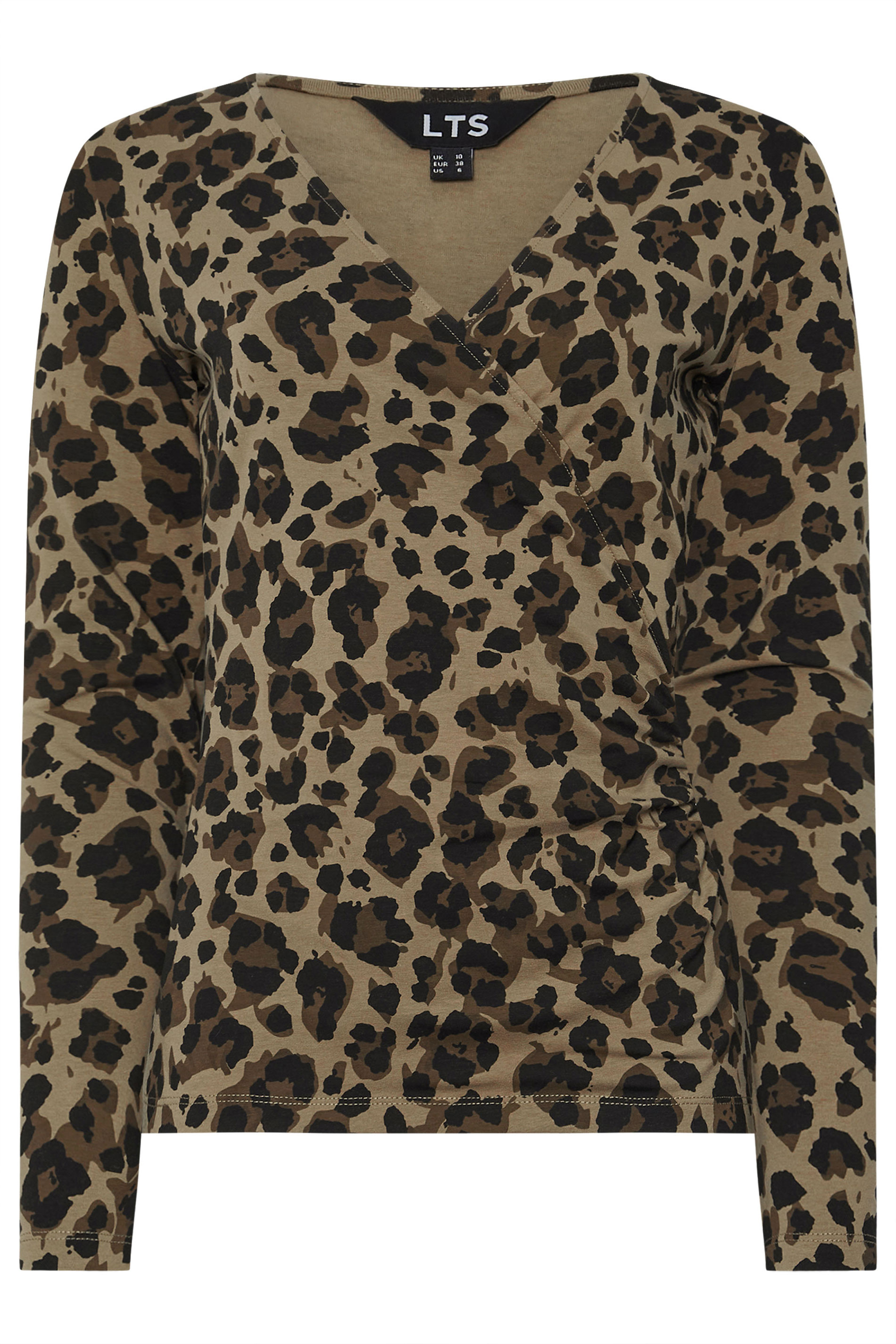 LTS Tall Brown Leopard Print Long Sleeve Wrap Top | Long Tall Sally 5