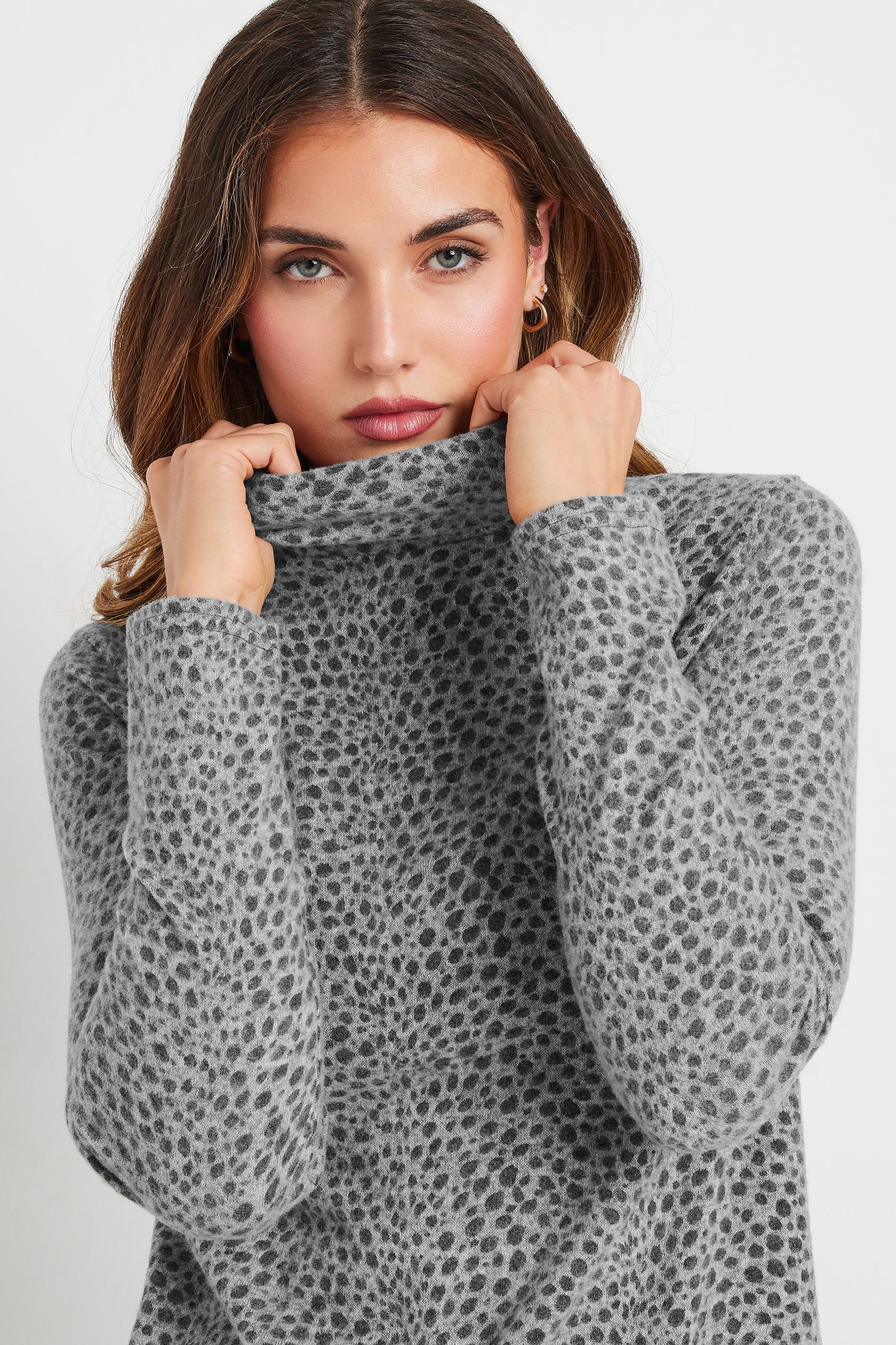 LTS Tall Grey Soft Touch Animal Print Top | Long Tall Sally 4