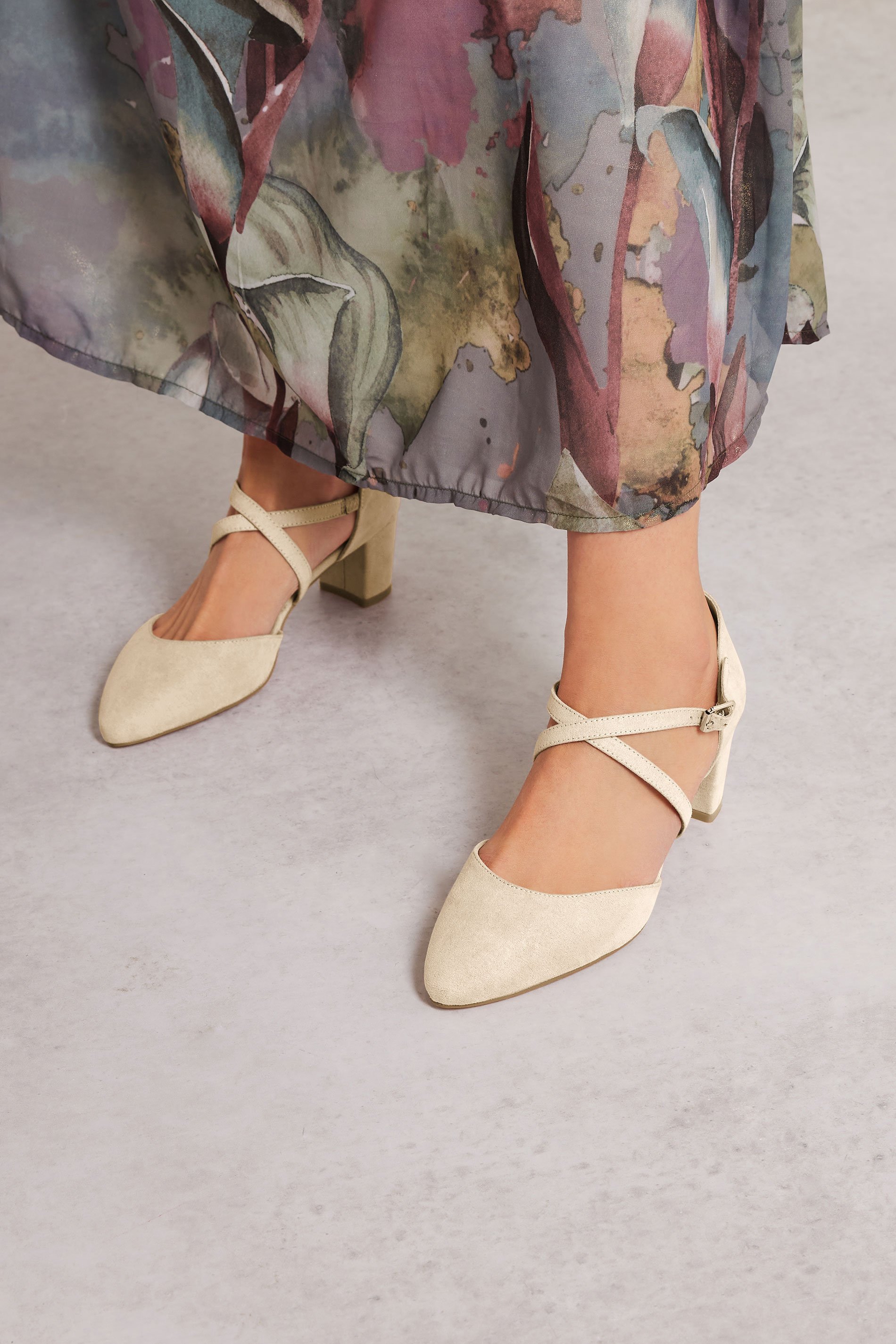 LTS Natural Brown Cross Strap Mary Jane Block Heel In Standard Fit | Long Tall Sally 1