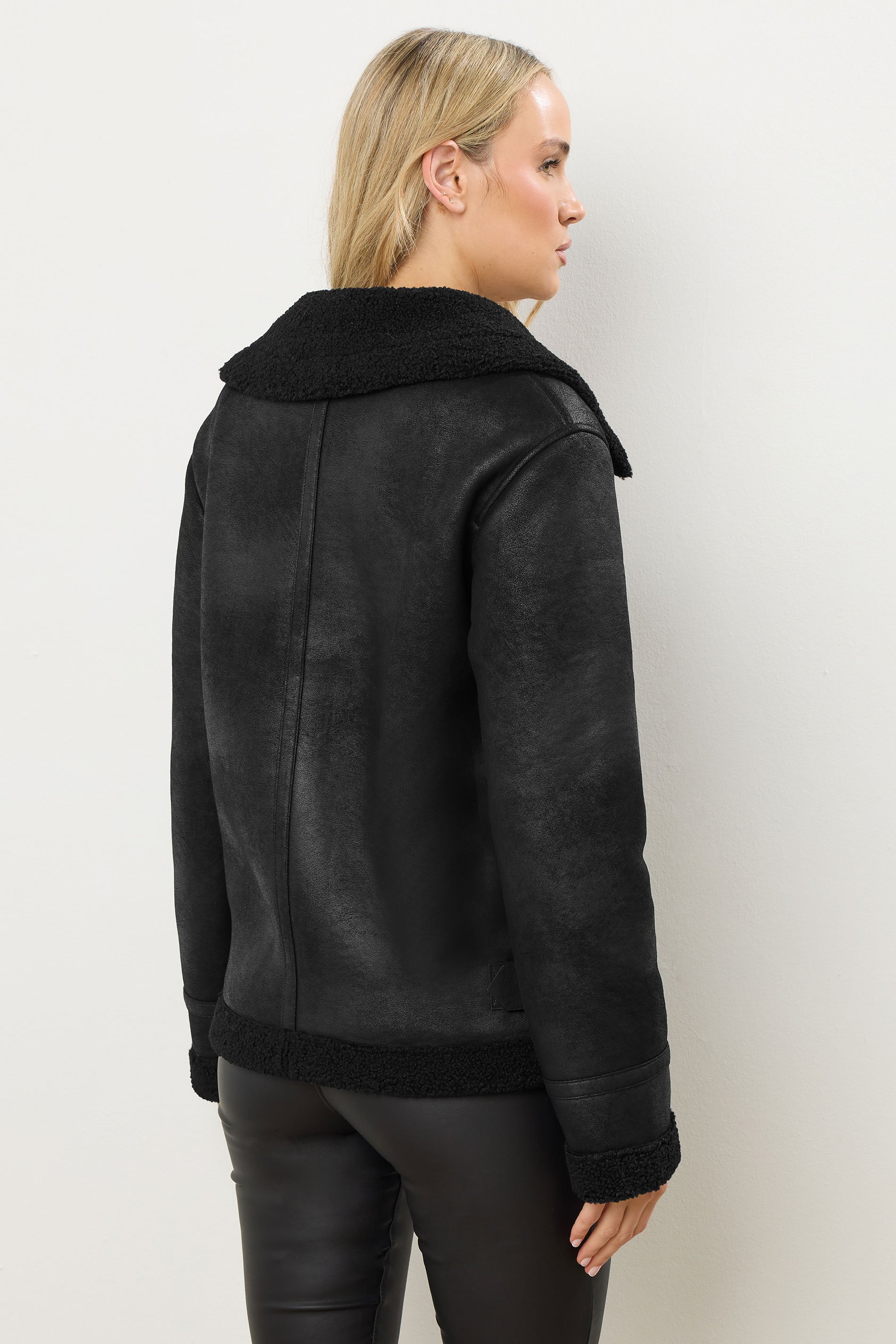 LTS Tall Black Aviator Taped Seam Jacket | Long Tall Sally 4