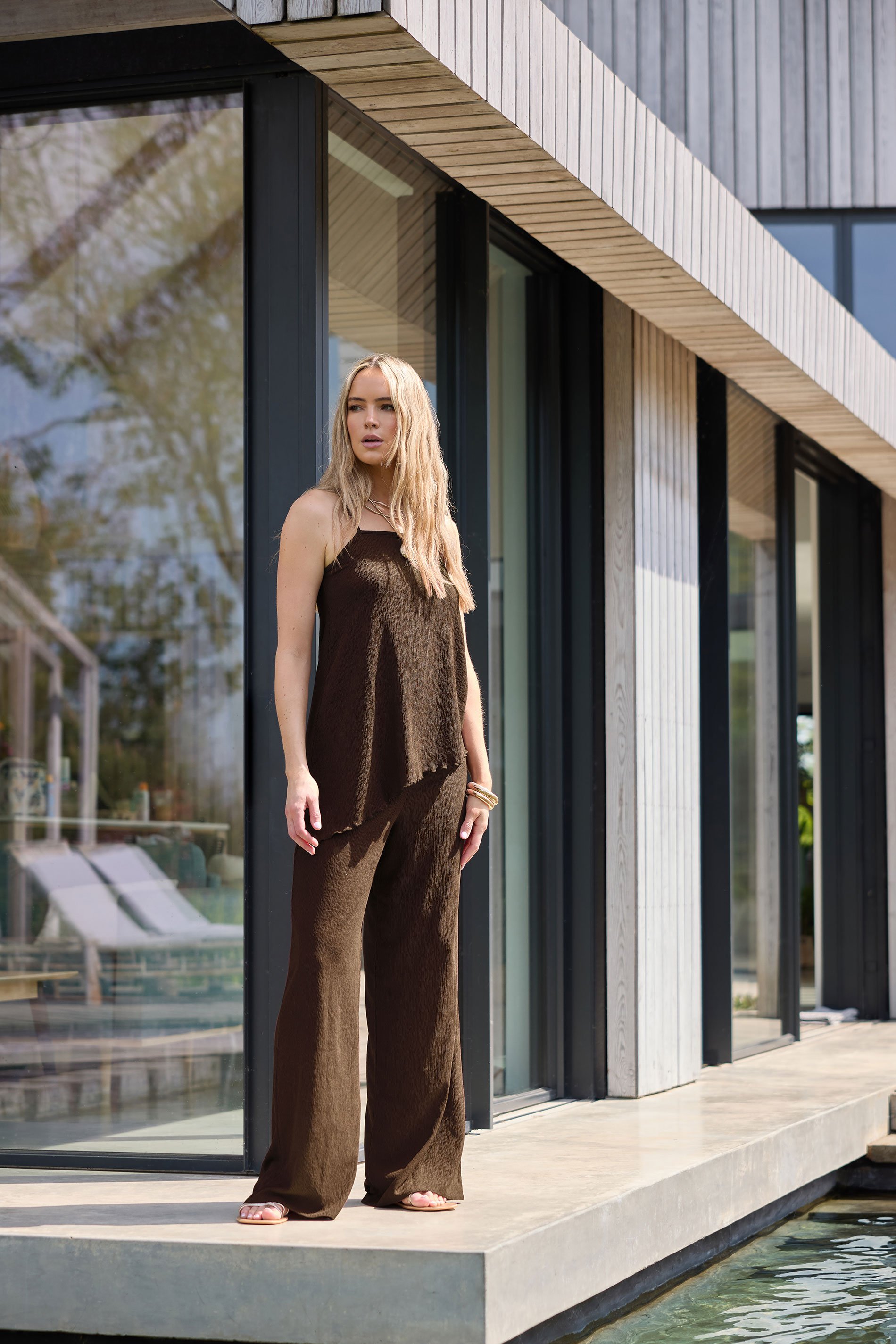 LTS Tall Women's Black Textured Wide Leg Trousers | Long Tall Sally  2