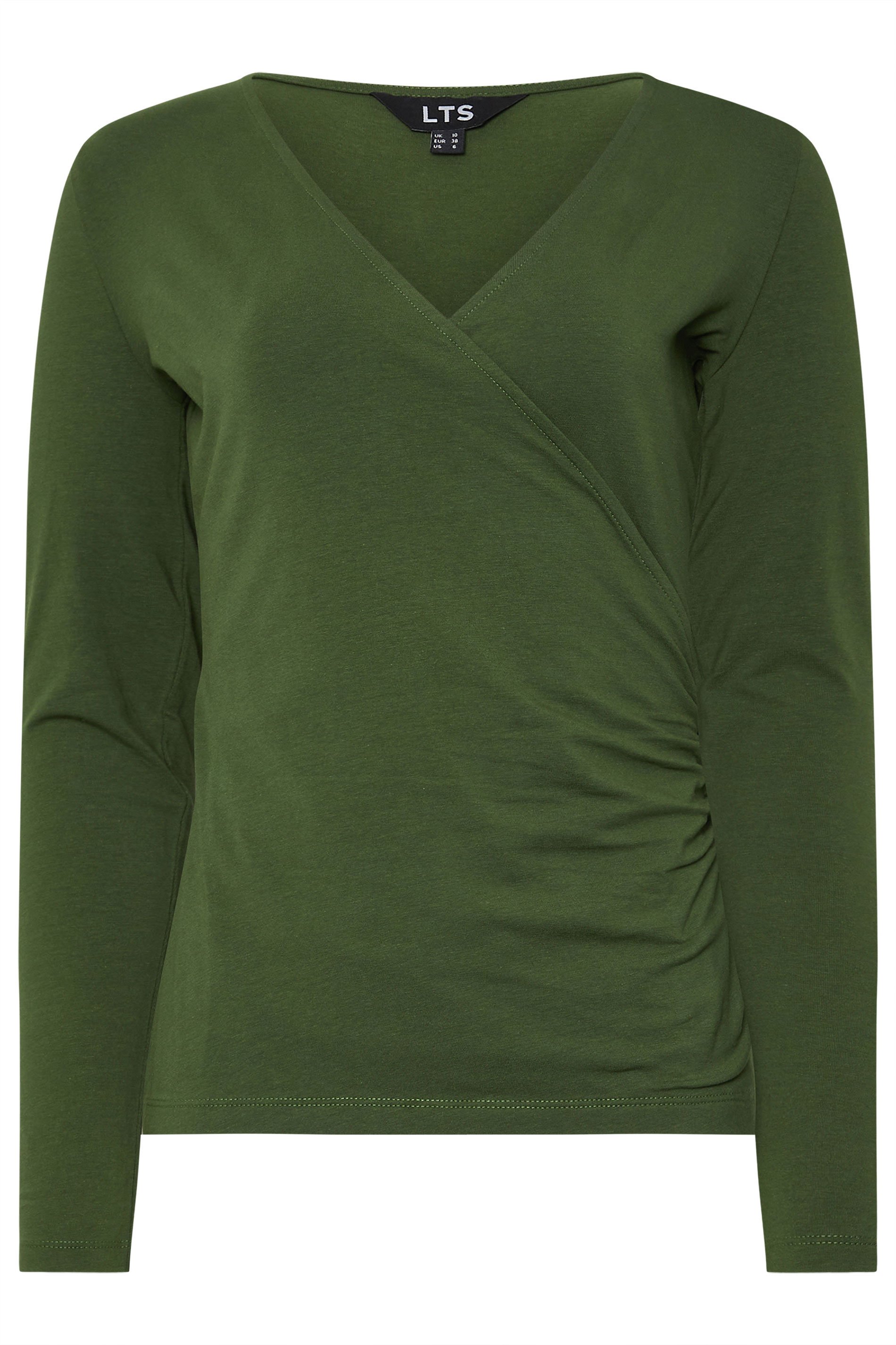 LTS Tall 2 PACK Khaki Green & Red Wrap Tops | Long Tall Sally 9