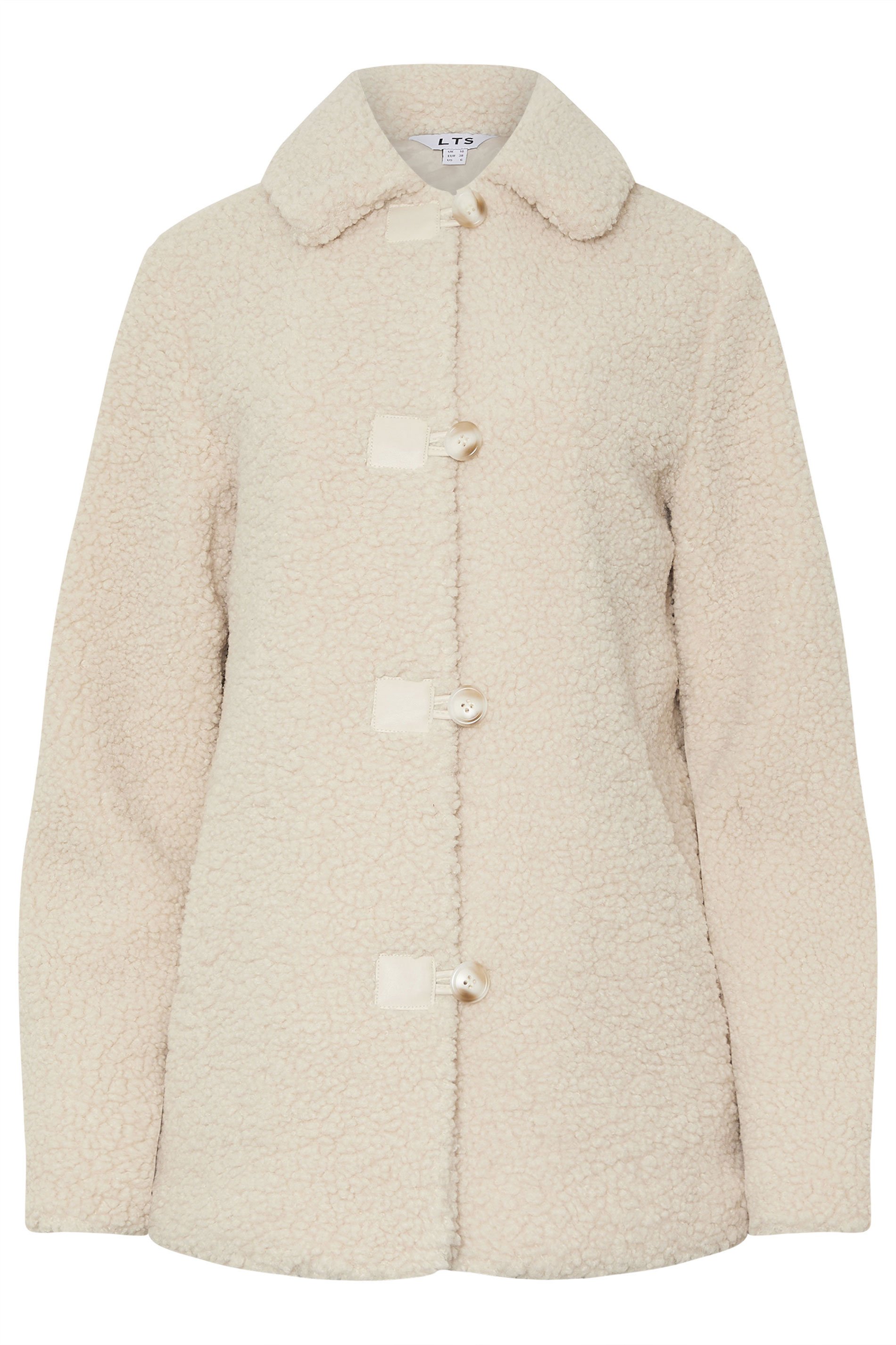 LTS Tall Ivory White Borg Button Through Jacket | Long Tall Sally 6