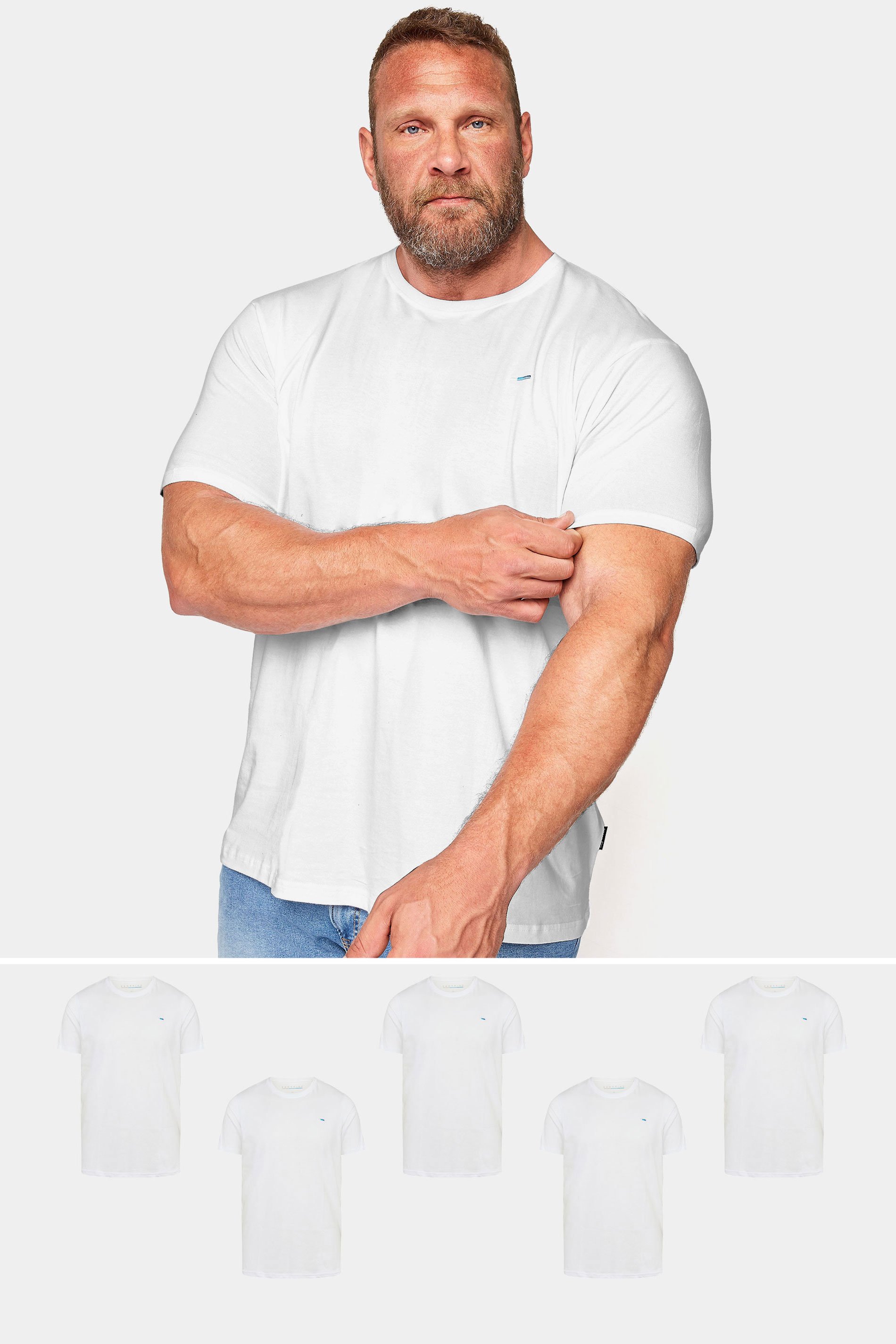 BadRhino Big & Tall 5 Pack White Core T-Shirts | BadRhino 1
