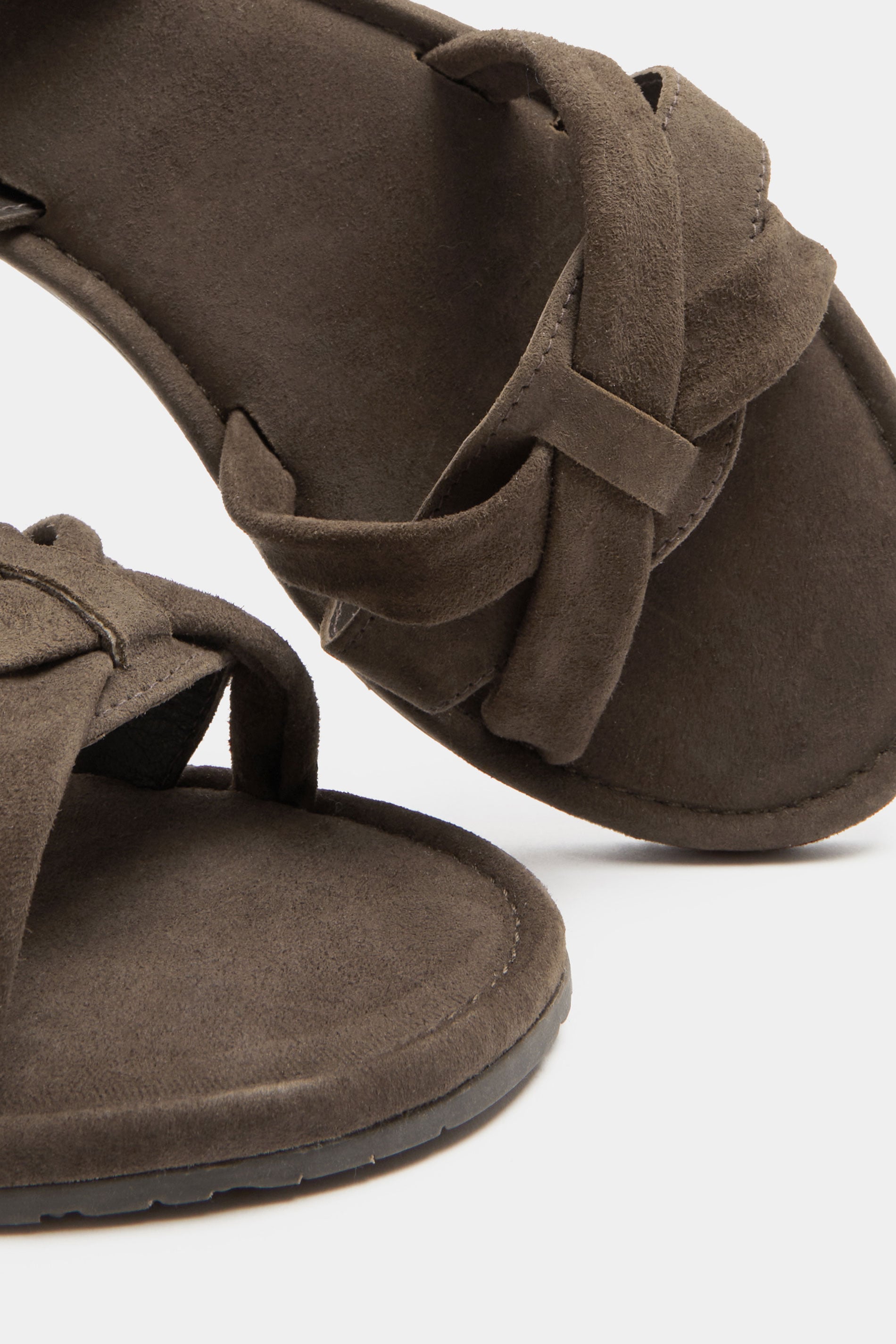 Chocolate Brown Faux Suede Cross Over Sandals In Extra Wide EEE Fit | Yours Clothing 4