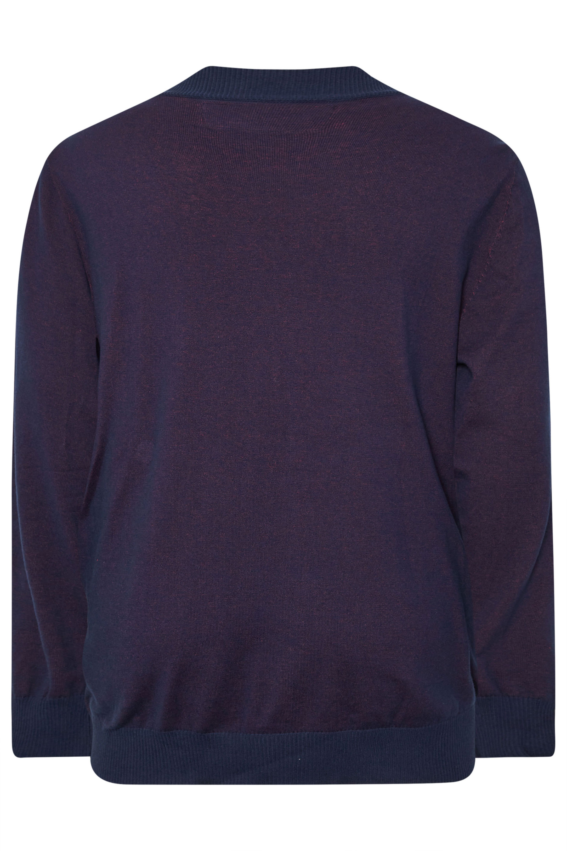 KAM Big & Tall Navy Blue Zip Through Knit Jumper | BadRhino 4