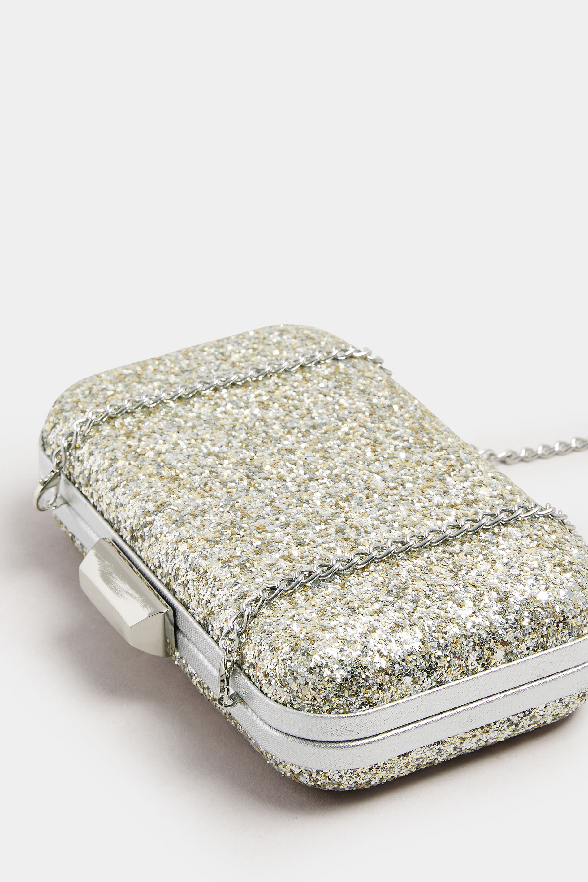 Silver Sequin Clutch Bag | Yours Clothing 6