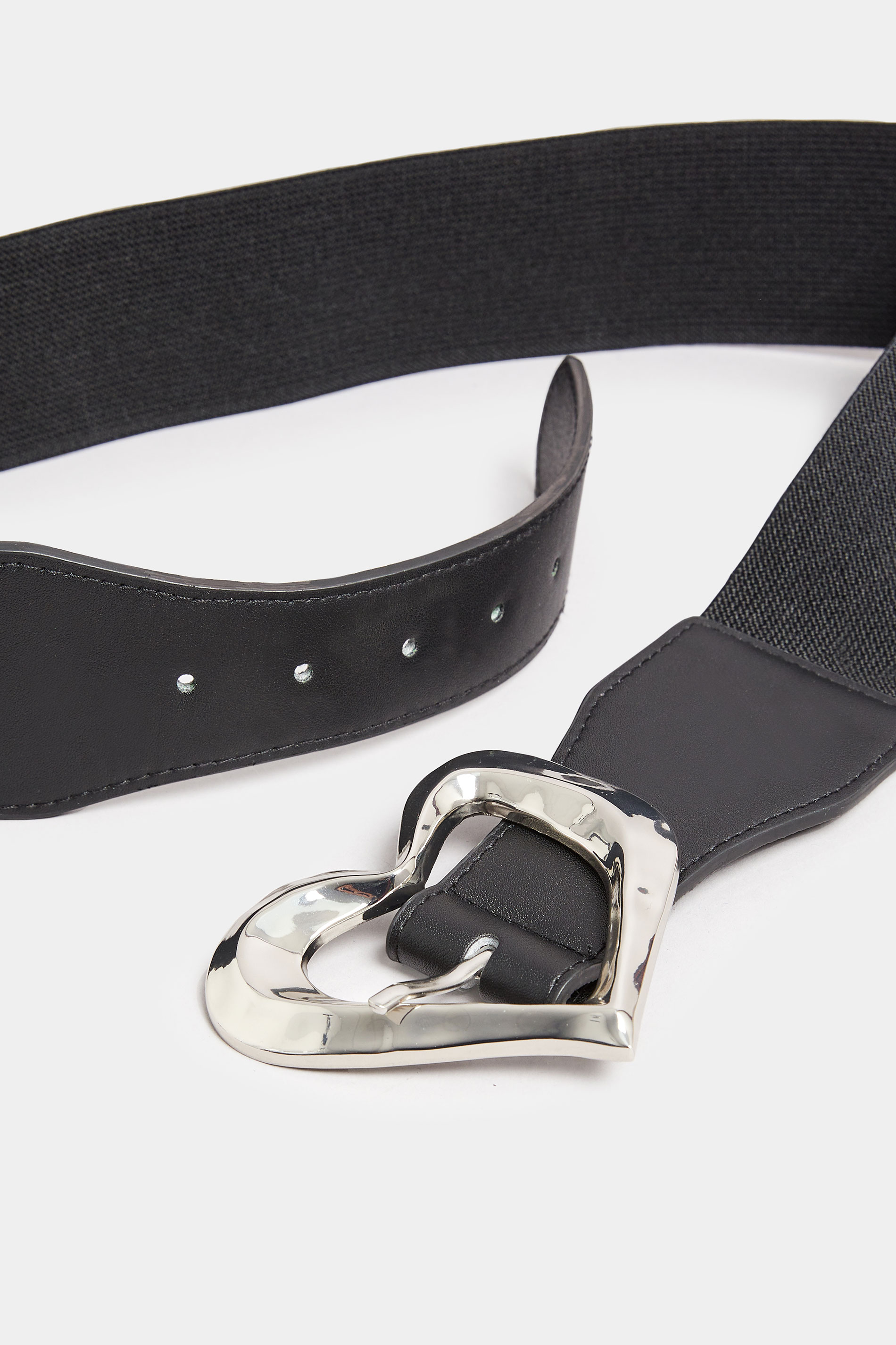 Black Heart Buckle Wide Stretch Belt | Yours Clothing 3