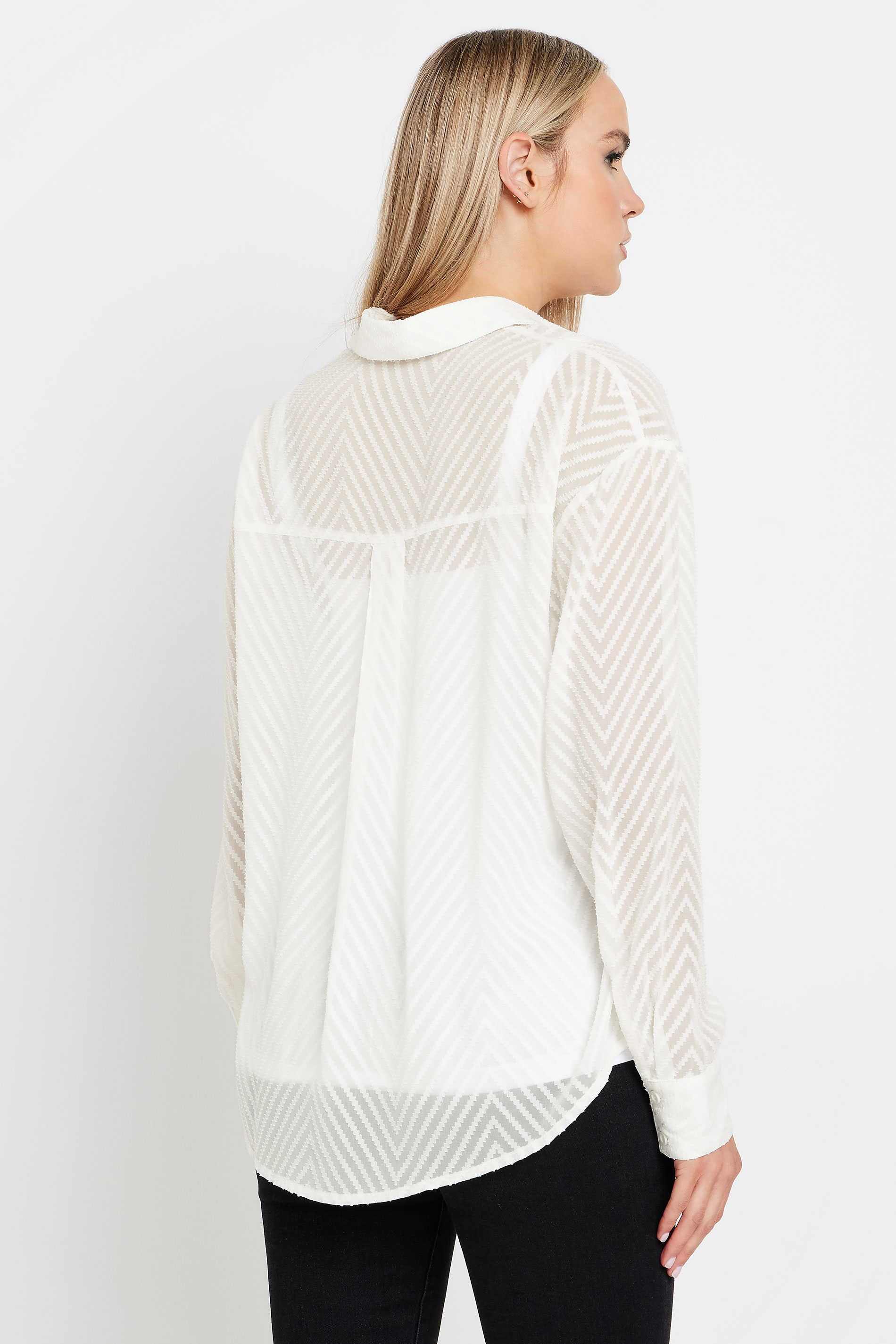 LTS Tall White Shadow Stripe Long Sleeve Shirt | Long Tall Sally 3