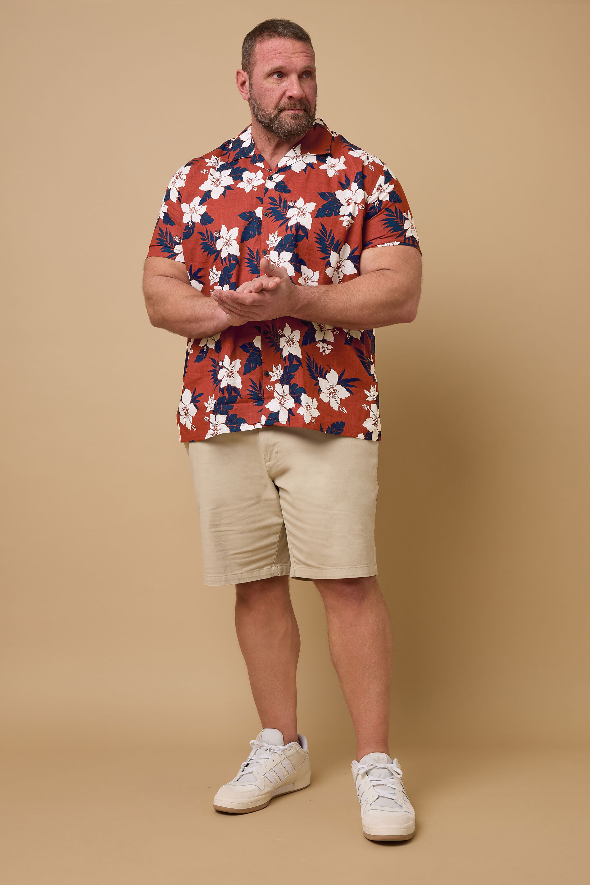 BadRhino Big & Tall Rust Orange & Navy Blue Leaf Print Shirt | BadRhino 3