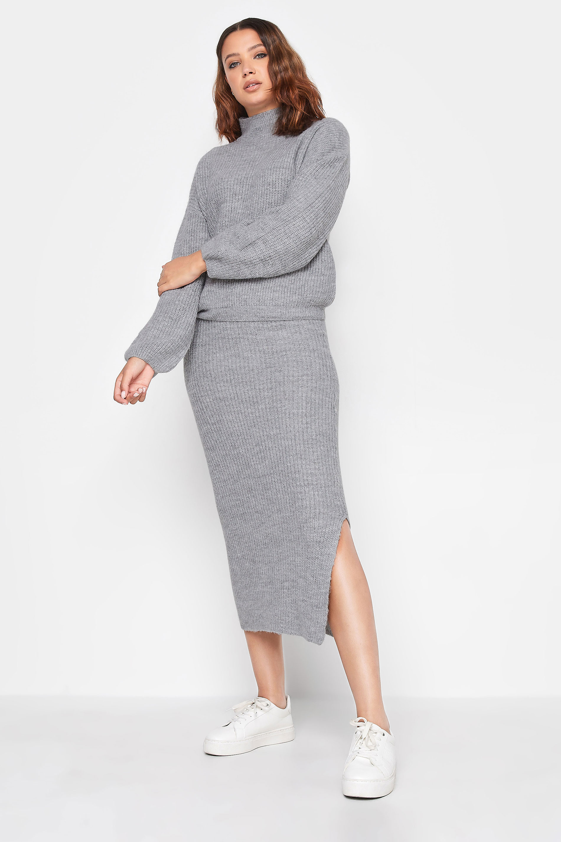 LTS Tall Grey Midi Knitted Skirt | Long Tall Sally 2