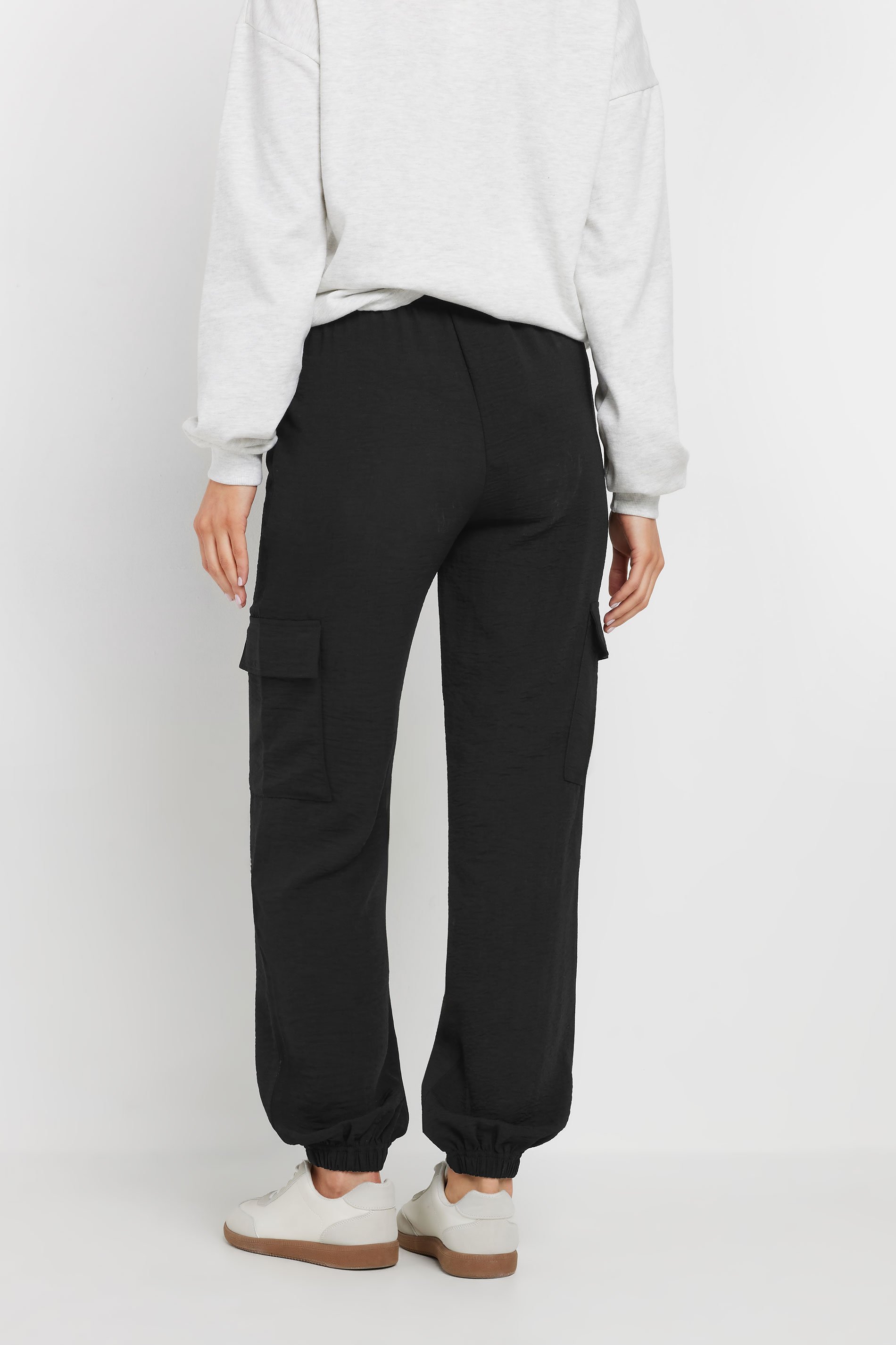 LTS Tall Women's Black Crepe Cuffed Cargo Trousers | Long Tall Sally 3