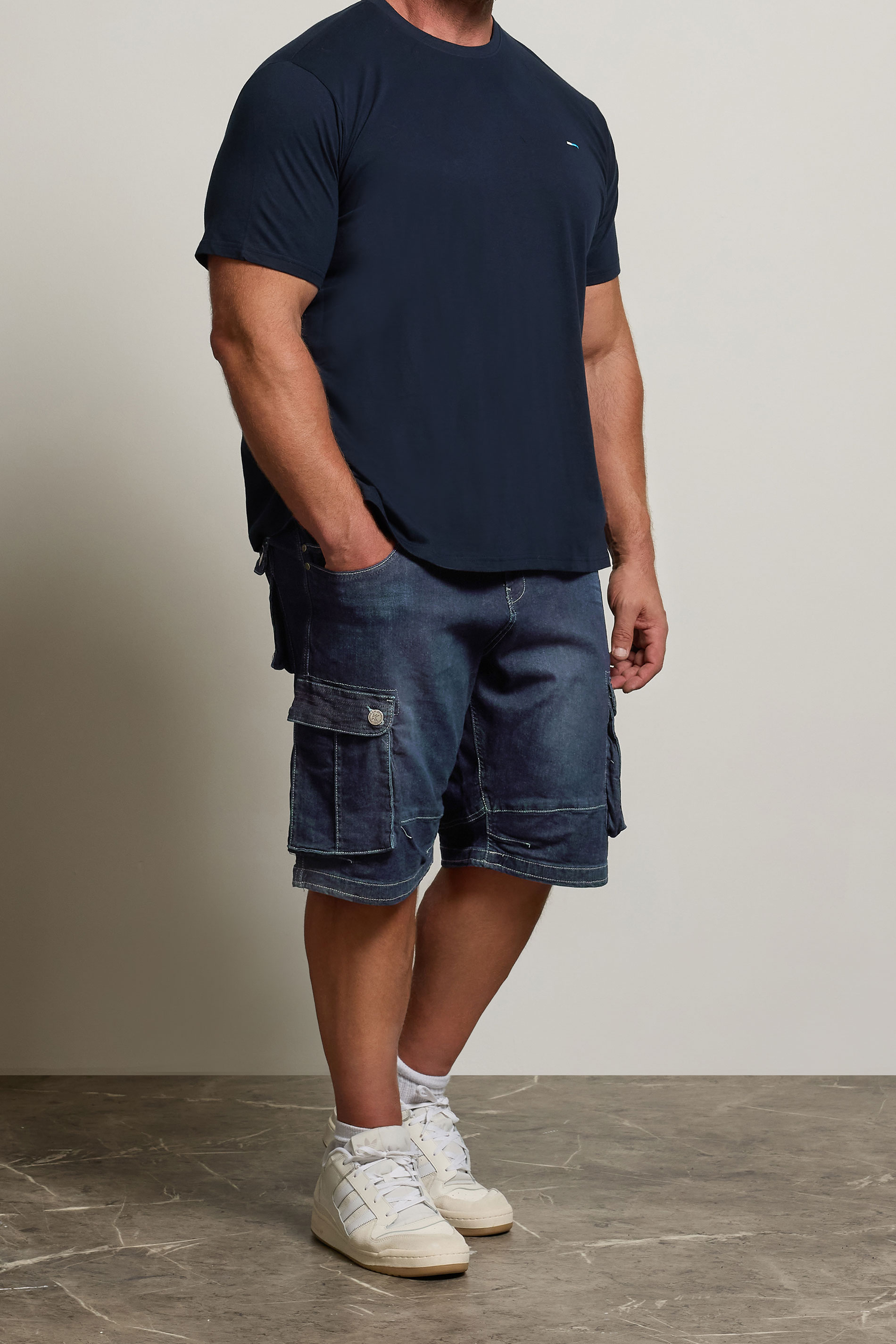 KAM Dark Blue Cargo Denim Shorts | BadRhino 1