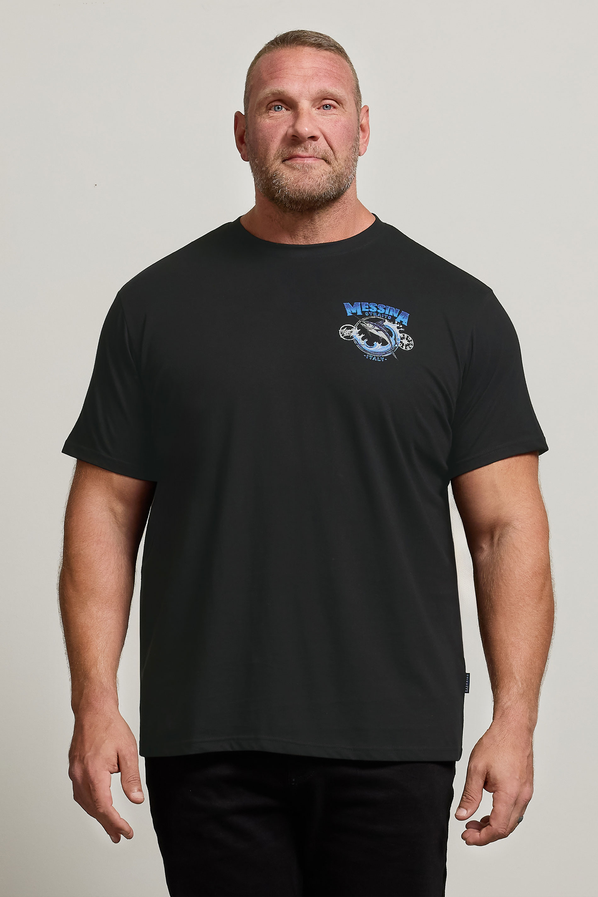 BadRhino Big & Tall Black 'Messina Straits' Graphic T-Shirt | BadRhino 1