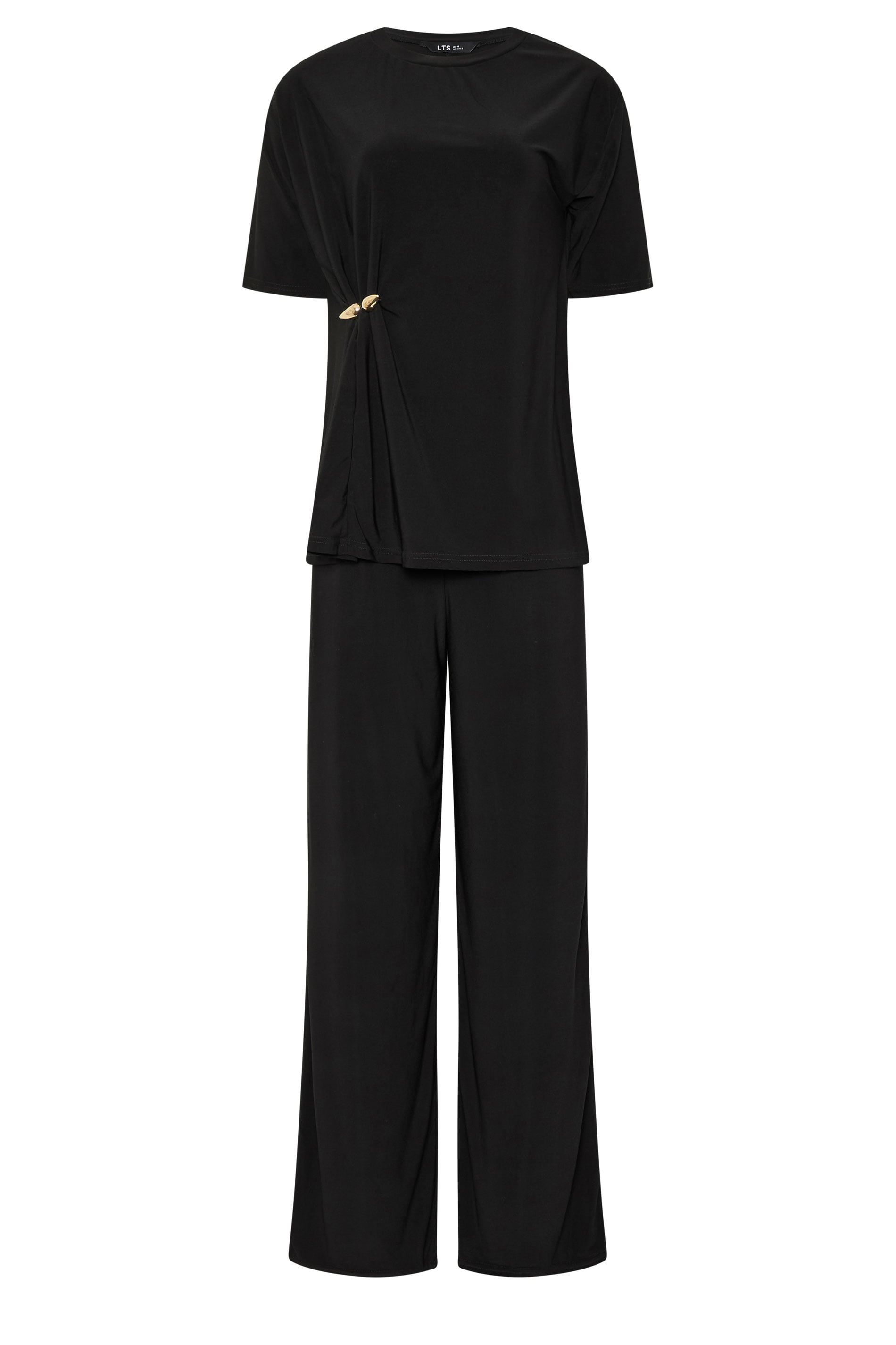 LTS Tall Women's Set Black Oversized T-Shirt & Wide Leg Trousers | Long Tall Sally 5